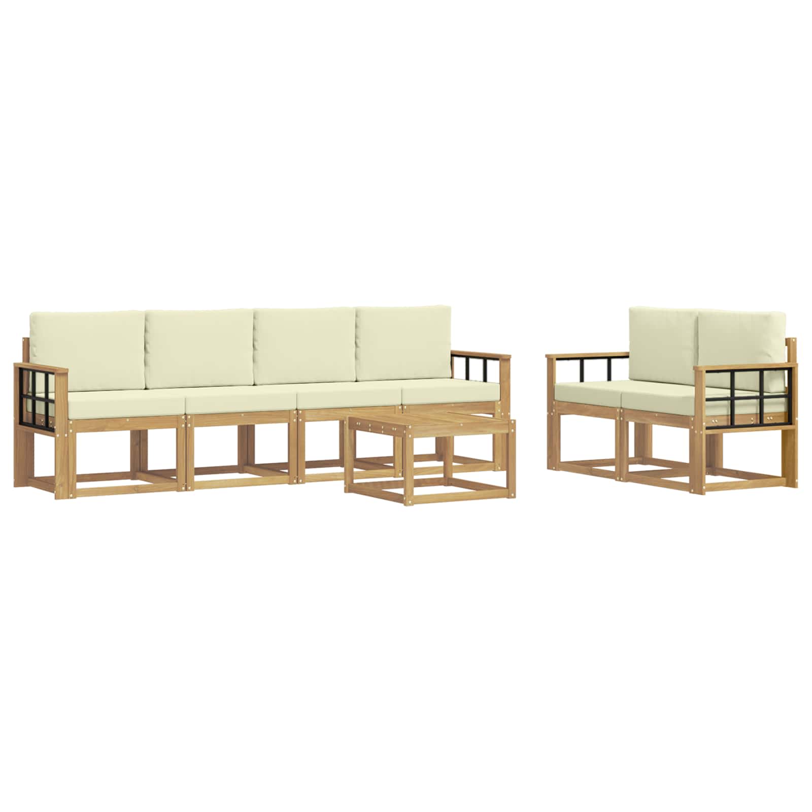 Buiten bankenset met kussen 7 pcs Wit en crèmekleurig is nu te koop bij PeponiXL, paradijselijk wonen!