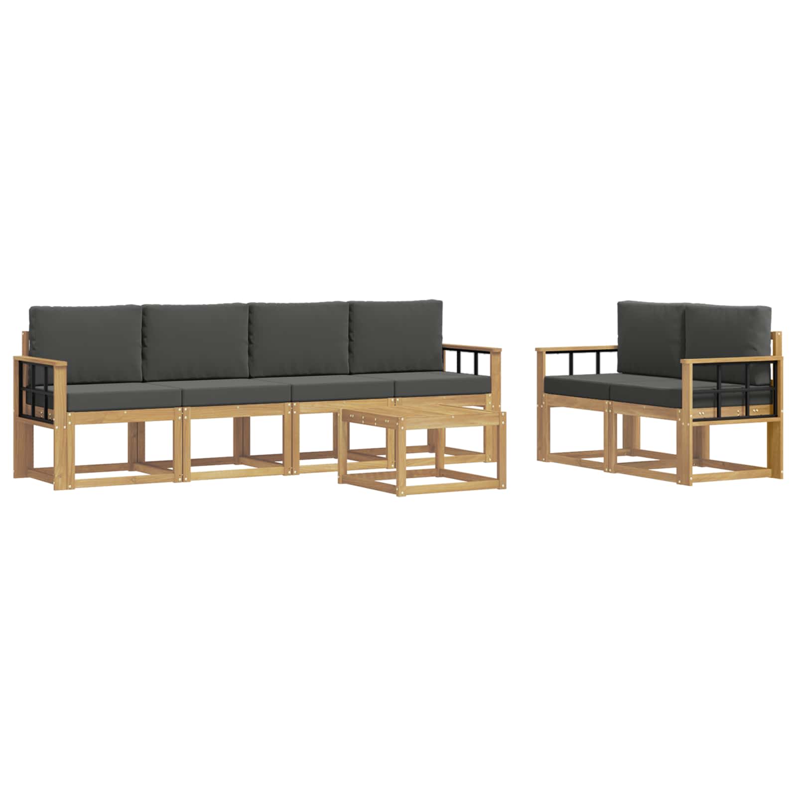 Buiten bankenset met kussen 7 pcs Wit en antracietkleurig is nu te koop bij PeponiXL, paradijselijk wonen!