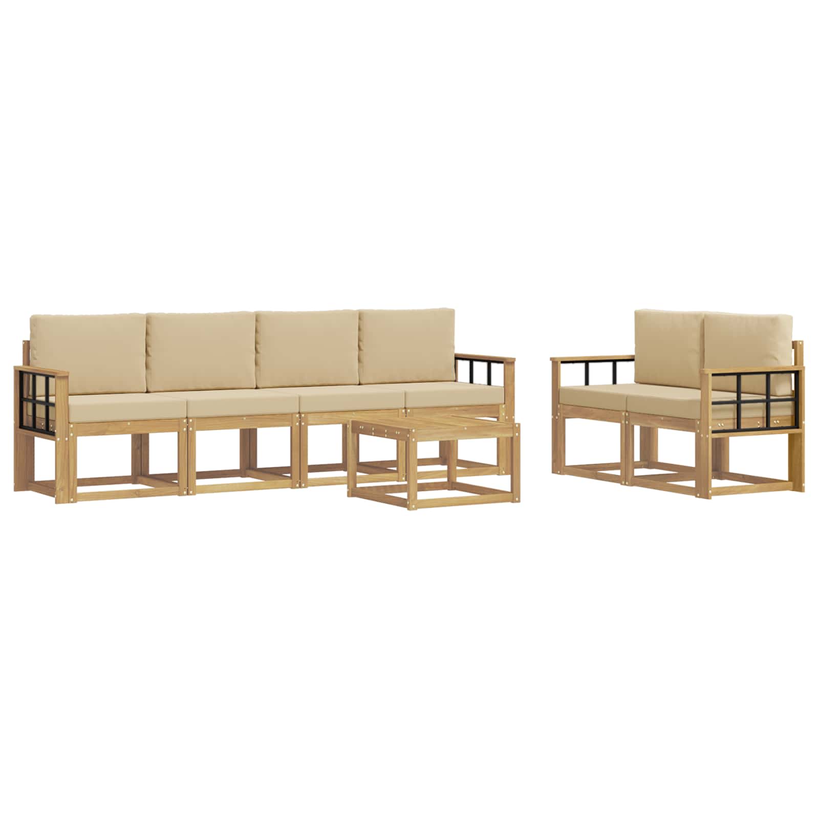 Buiten bankenset met kussen 7 pcs Wit en Beige is nu te koop bij PeponiXL, paradijselijk wonen!