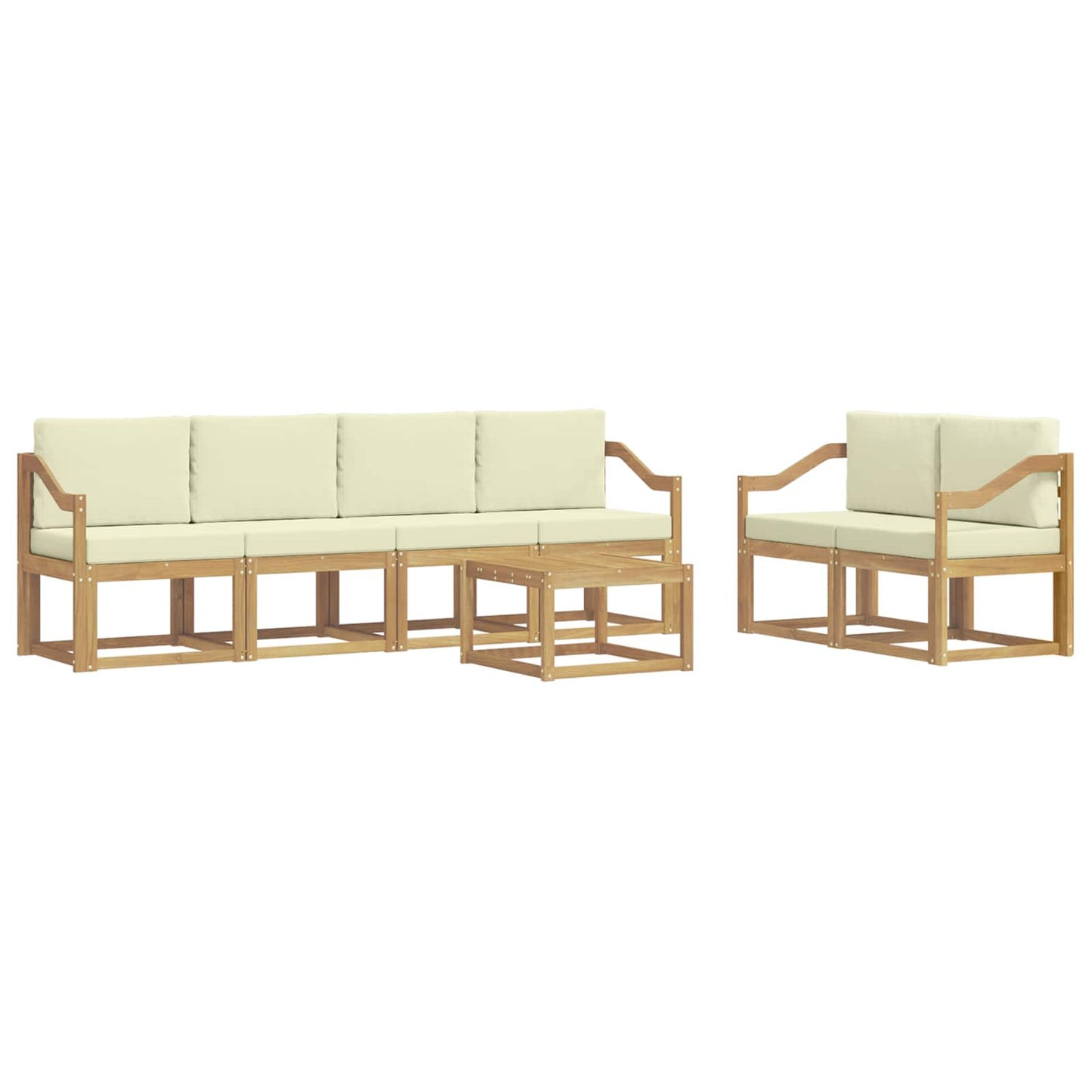 Buiten bankenset met kussen 7 pcs Wit en crèmekleurig is nu te koop bij PeponiXL, paradijselijk wonen!