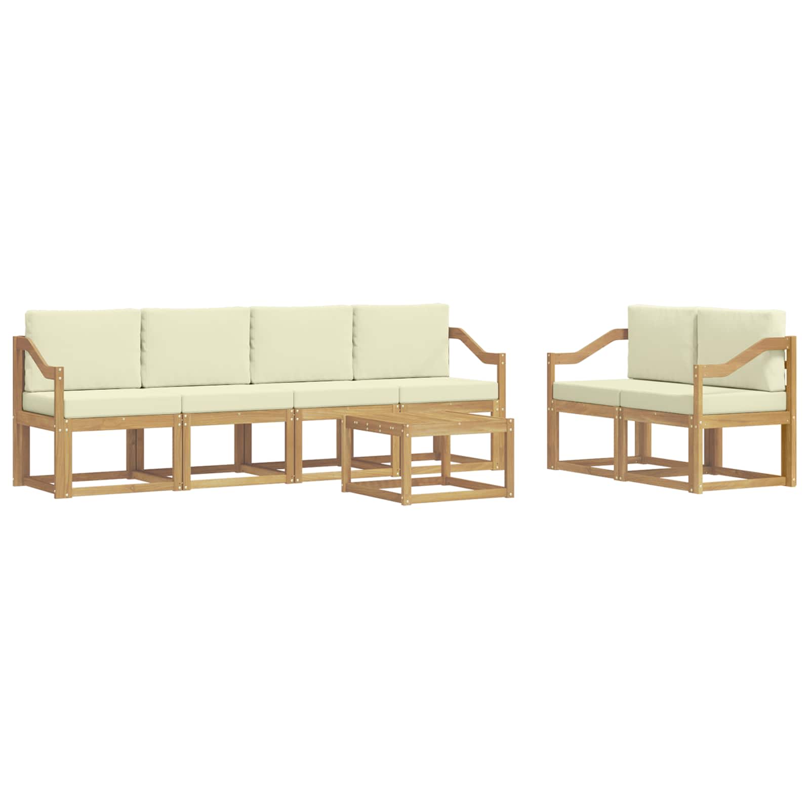 Buiten bankenset met kussen 7 pcs Wit en crèmekleurig is nu te koop bij PeponiXL, paradijselijk wonen!