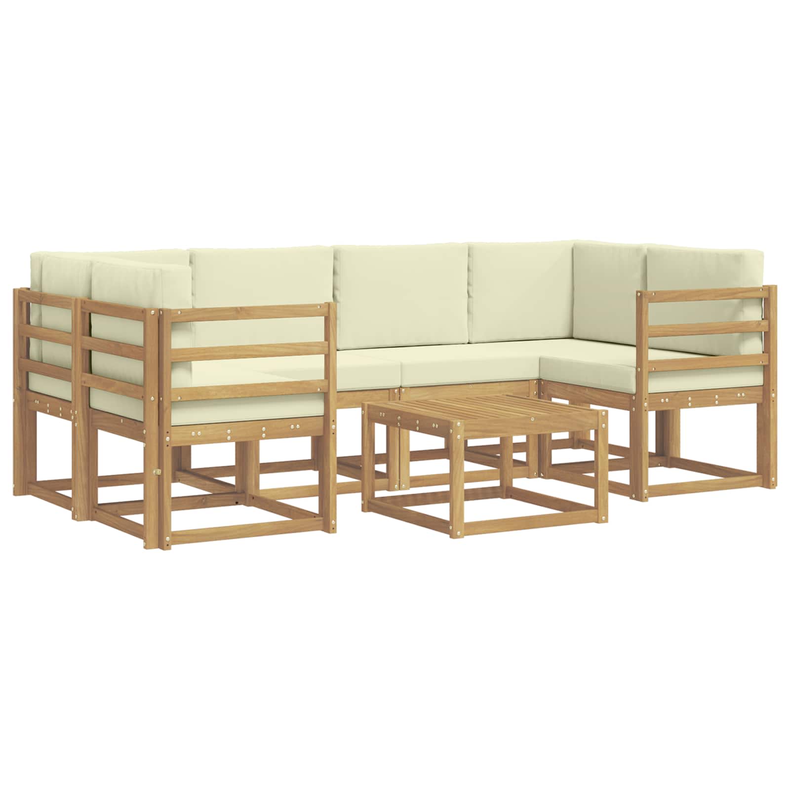 Buiten bankenset met kussen 7 pcs Wit en crèmekleurig is nu te koop bij PeponiXL, paradijselijk wonen!