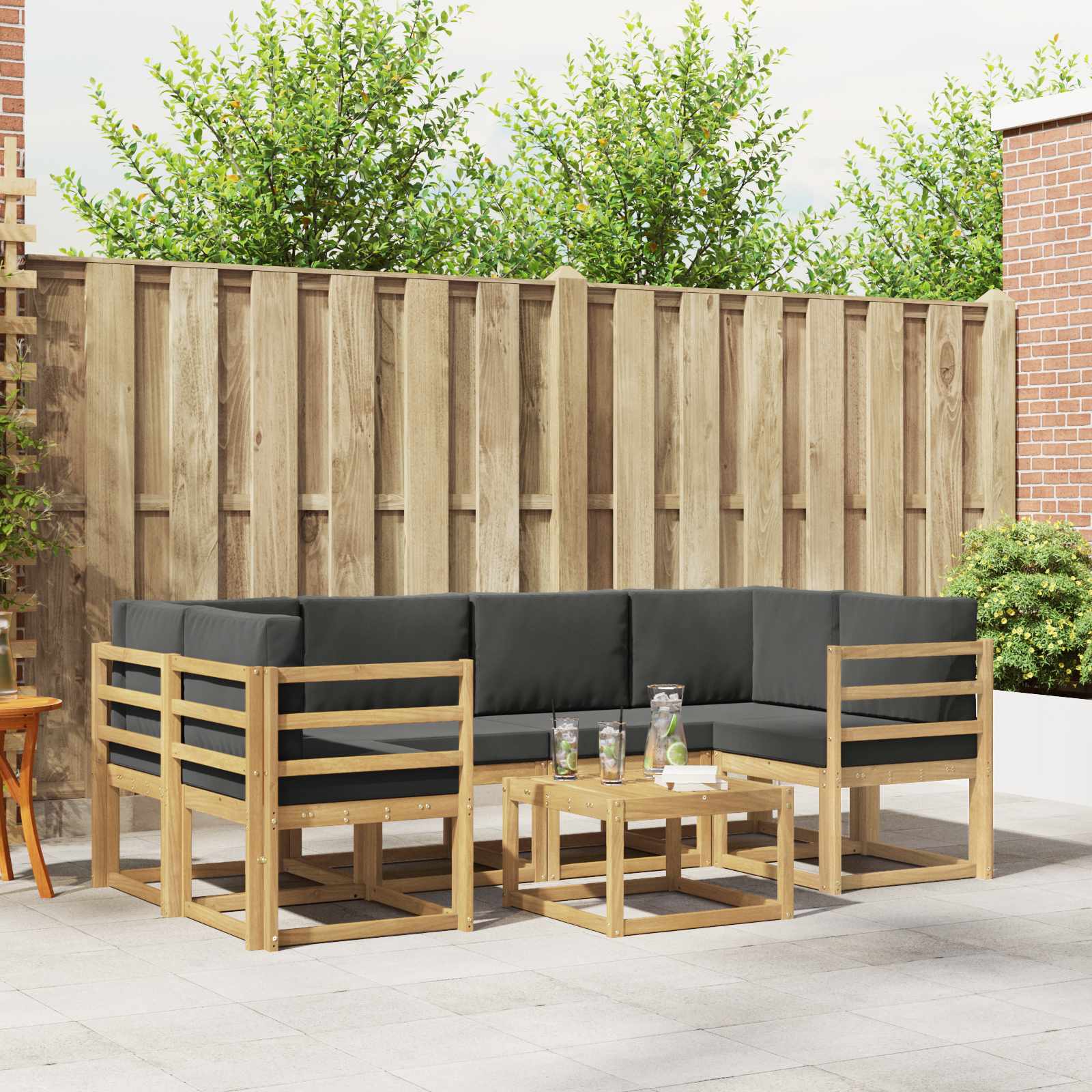 Buiten bankenset met kussen 7 pcs Wit en antracietkleurig is nu te koop bij PeponiXL, paradijselijk wonen!