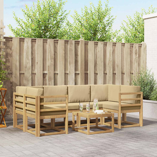 Buiten bankenset met kussen 7 pcs Wit en Beige is nu te koop bij PeponiXL, paradijselijk wonen!