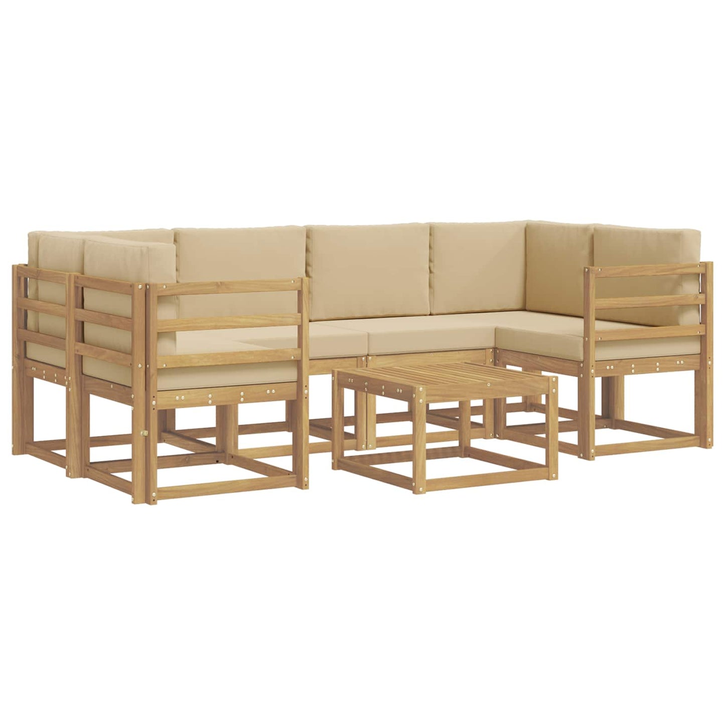 Buiten bankenset met kussen 7 pcs Wit en Beige is nu te koop bij PeponiXL, paradijselijk wonen!
