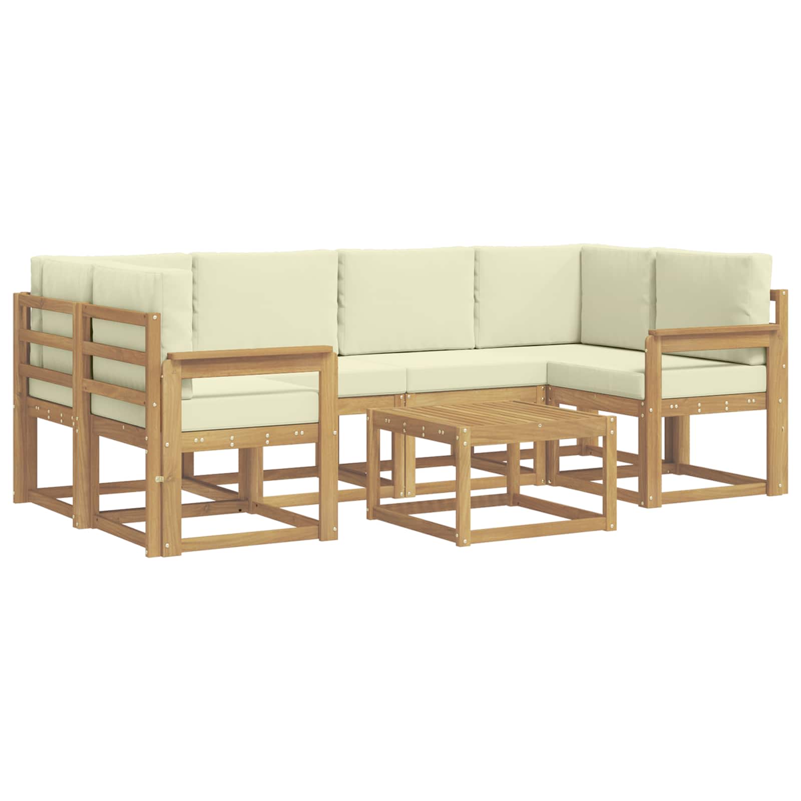 Buiten bankenset met kussen 7 pcs Wit en crèmekleurig is nu te koop bij PeponiXL, paradijselijk wonen!