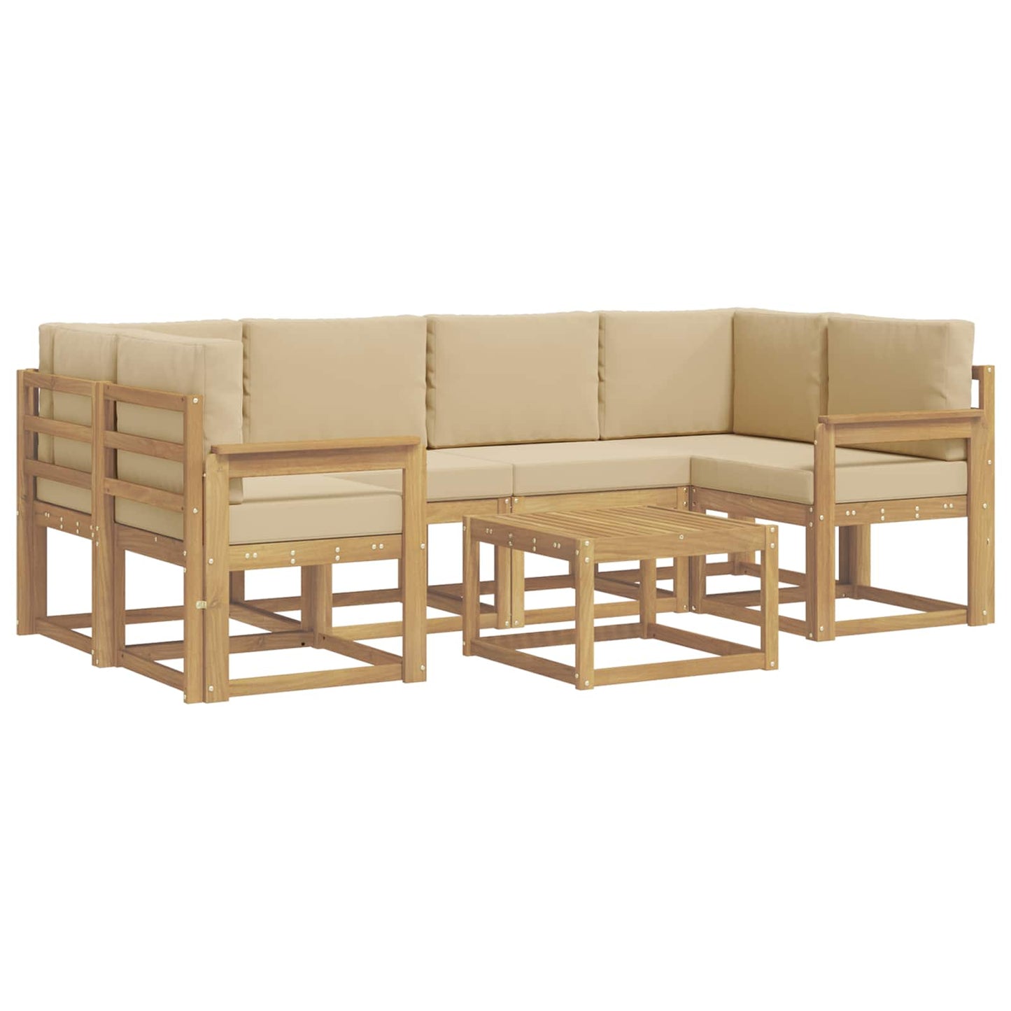 Buiten bankenset met kussen 7 pcs Wit en Beige is nu te koop bij PeponiXL, paradijselijk wonen!