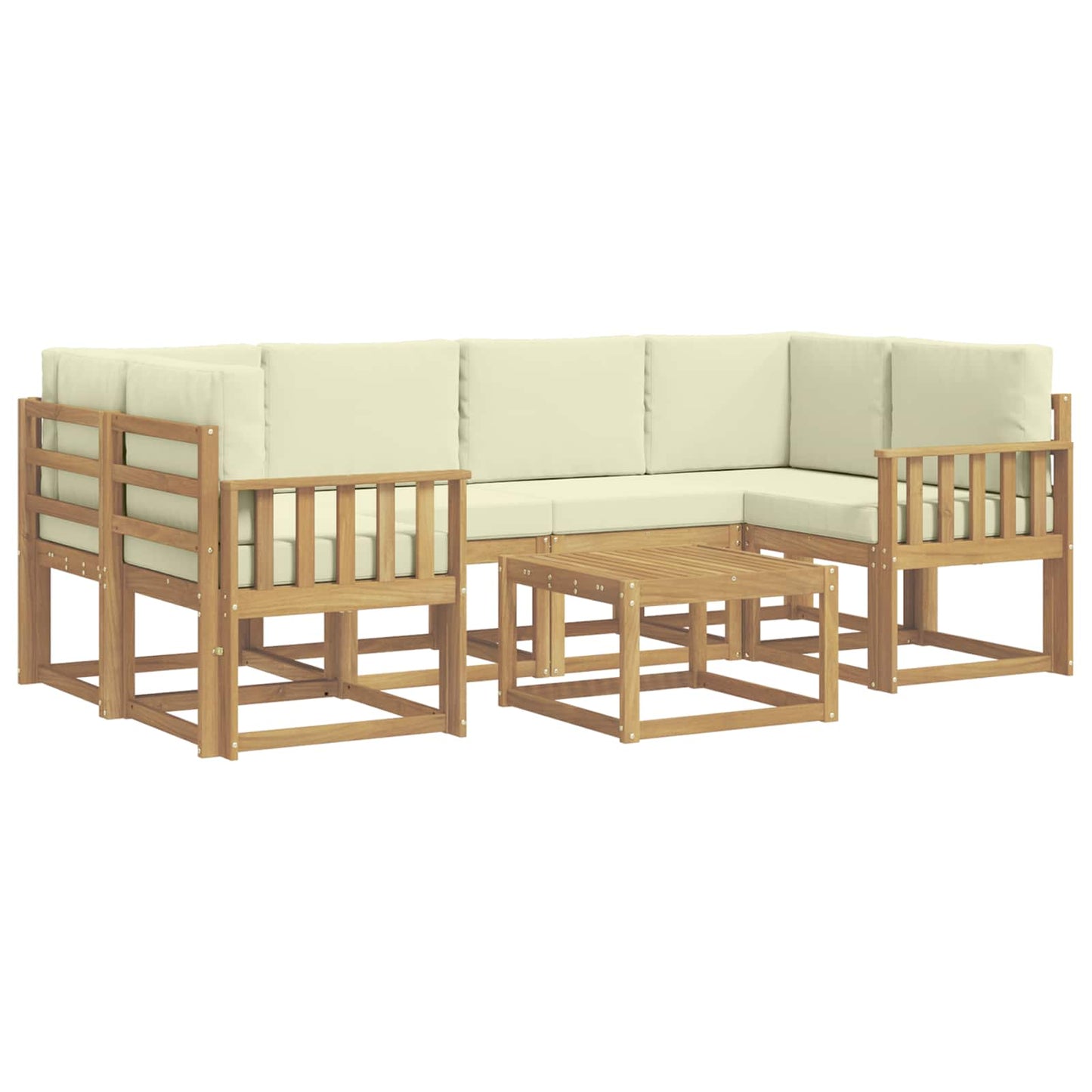Buiten bankenset met kussen 7 pcs Wit en crèmekleurig is nu te koop bij PeponiXL, paradijselijk wonen!