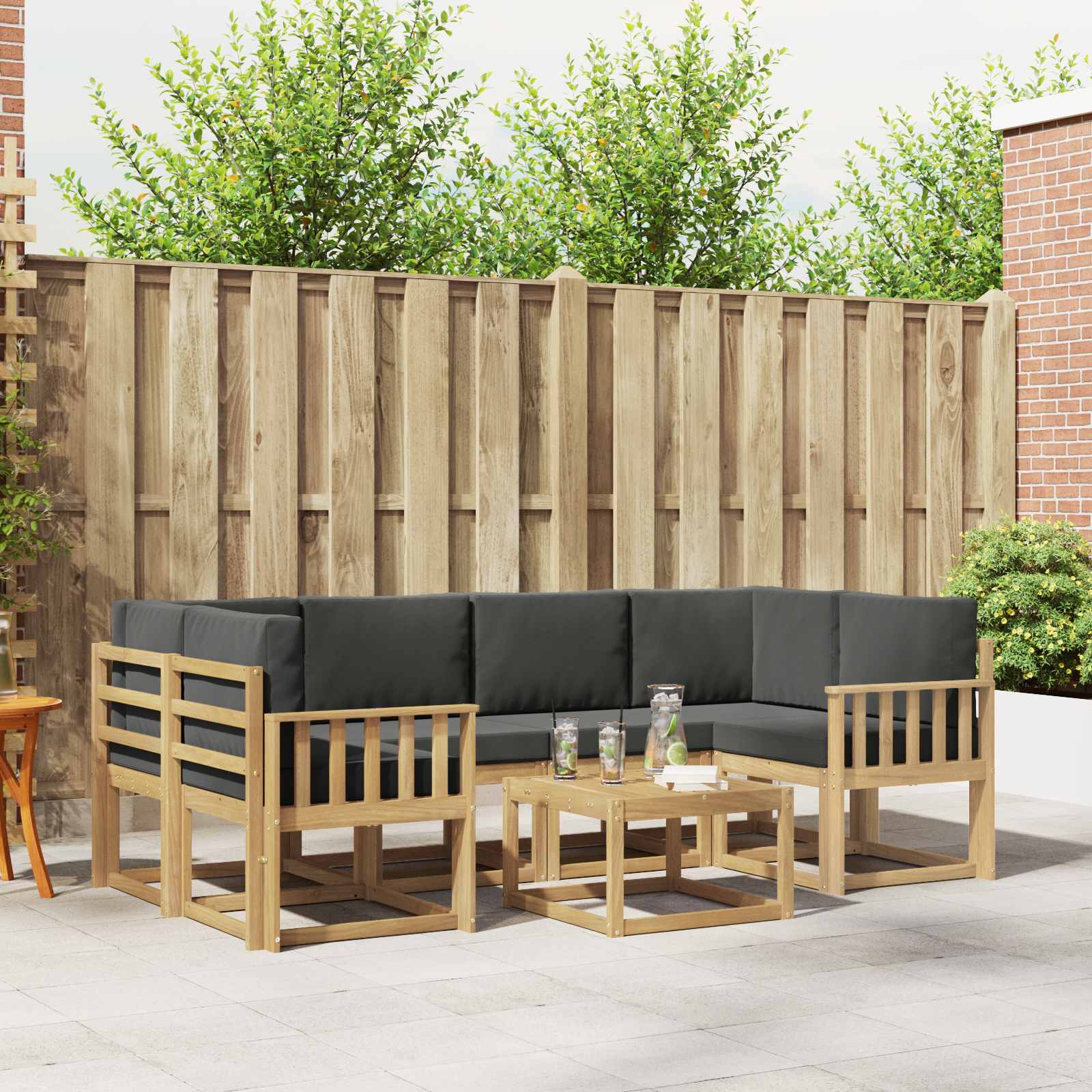 Buiten bankenset met kussen 7 pcs Wit en antracietkleurig is nu te koop bij PeponiXL, paradijselijk wonen!