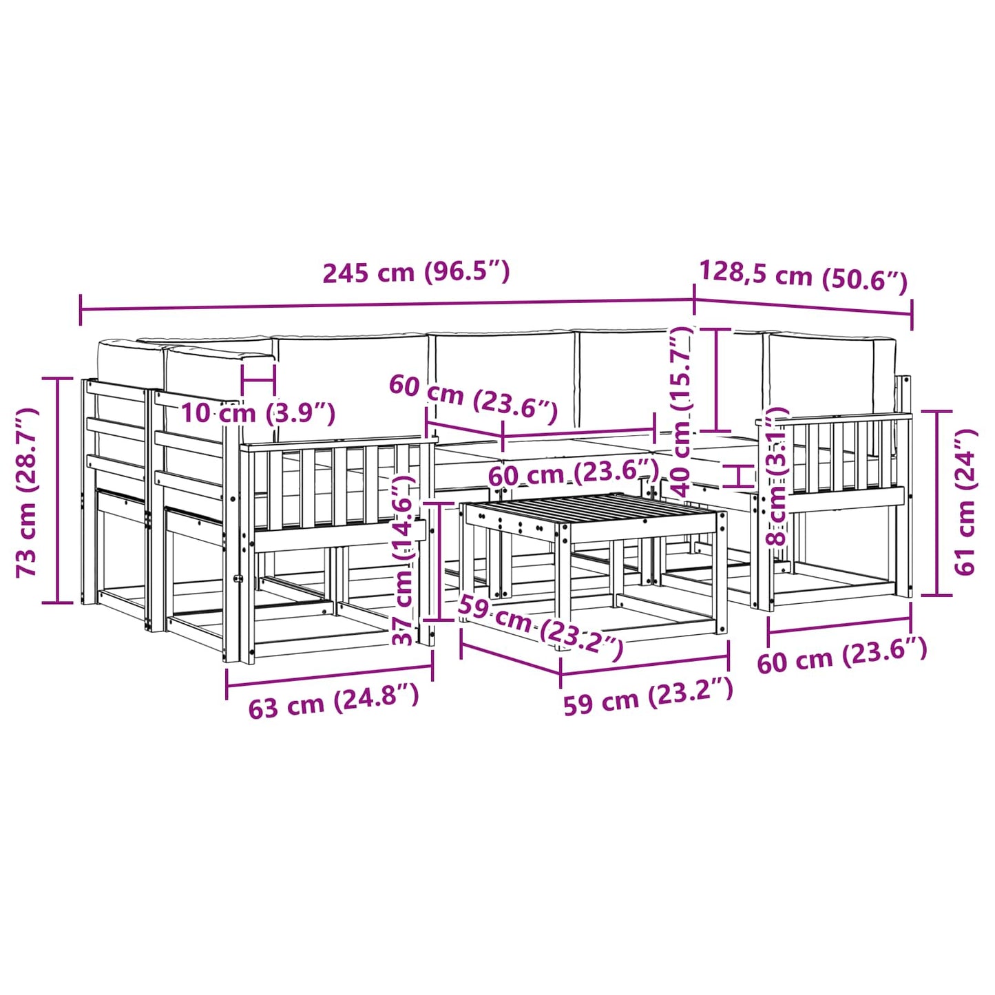 Buiten bankenset met kussen 7 pcs Wit en antracietkleurig is nu te koop bij PeponiXL, paradijselijk wonen!