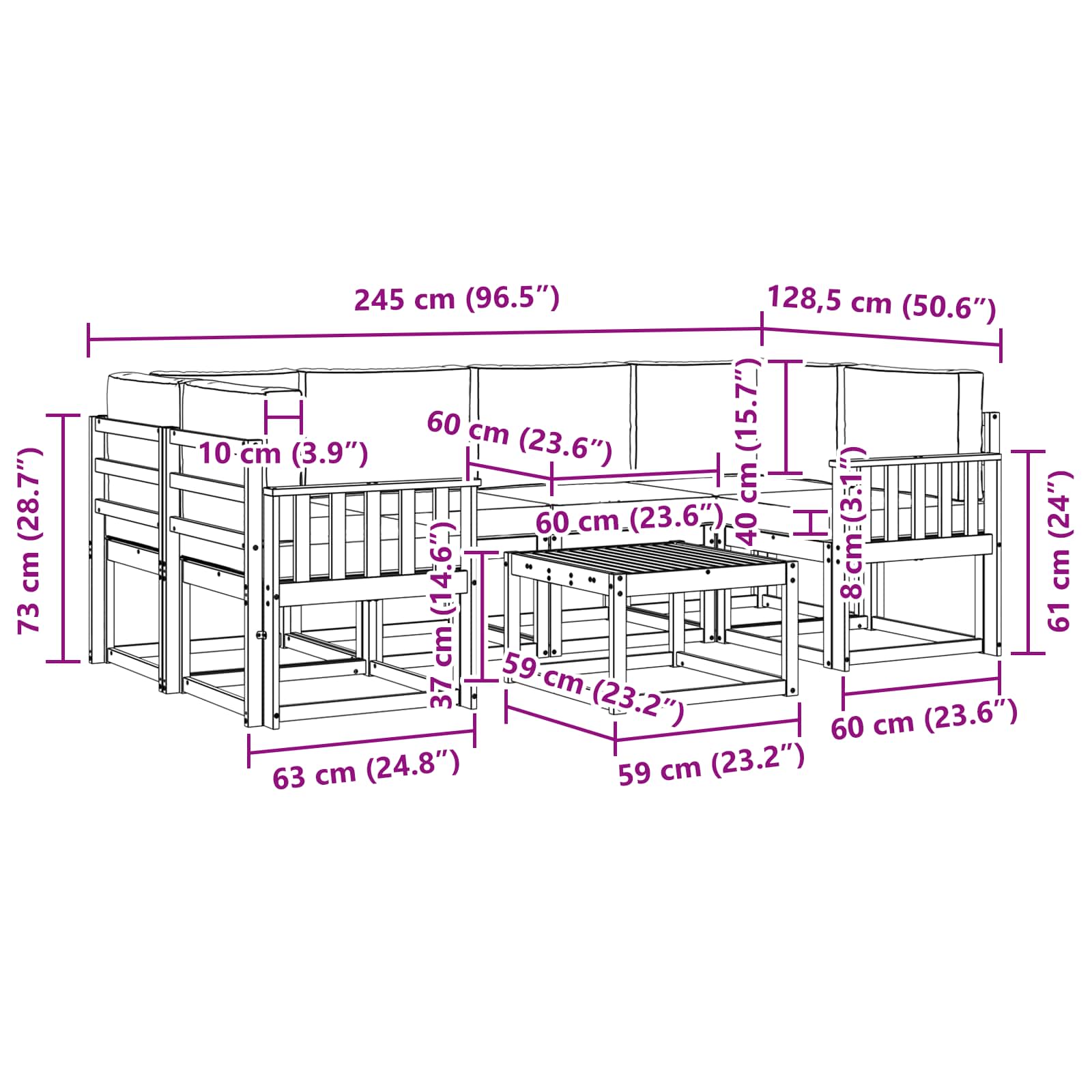 Buiten bankenset met kussen 7 pcs Wit en antracietkleurig is nu te koop bij PeponiXL, paradijselijk wonen!