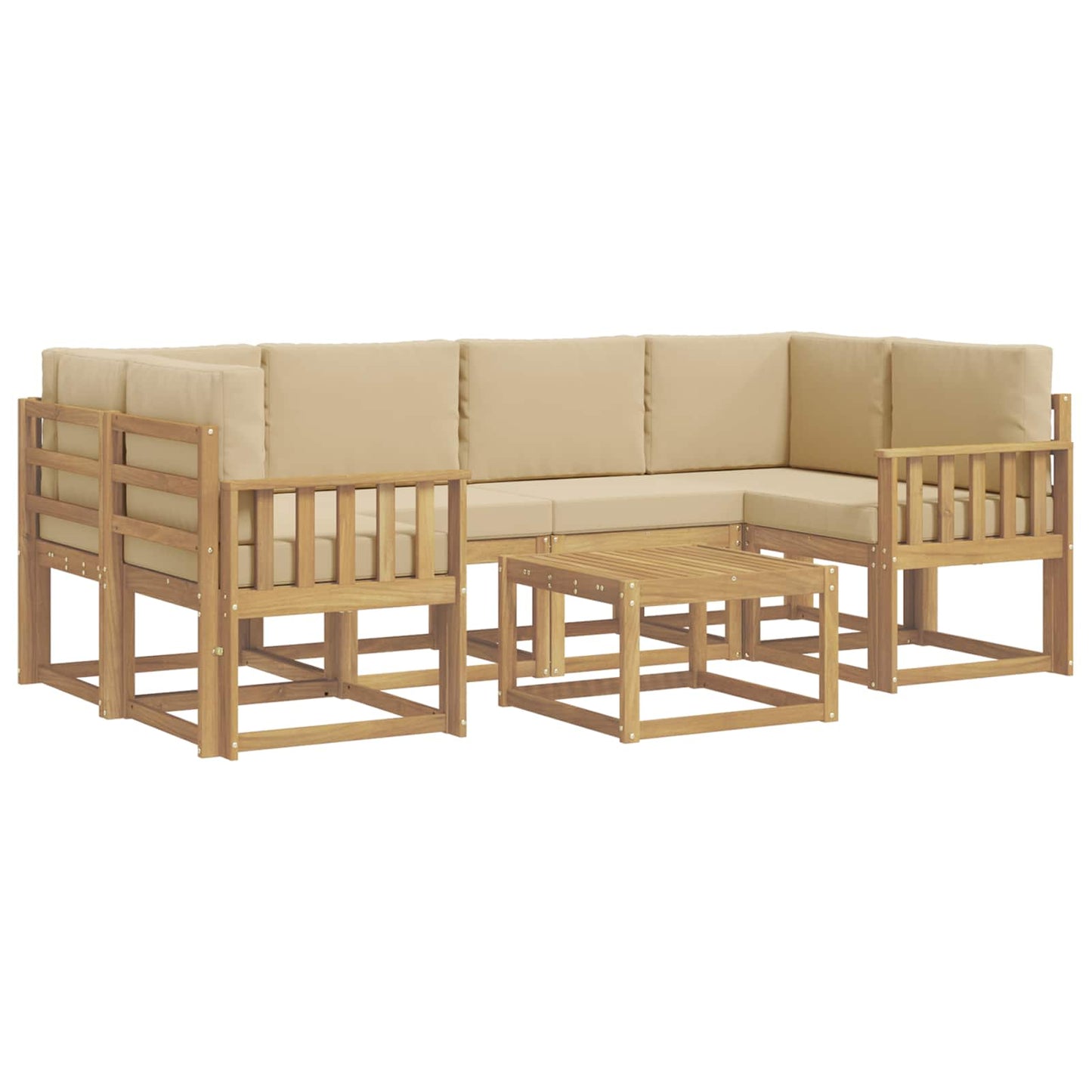 Buiten bankenset met kussen 7 pcs Wit en Beige is nu te koop bij PeponiXL, paradijselijk wonen!