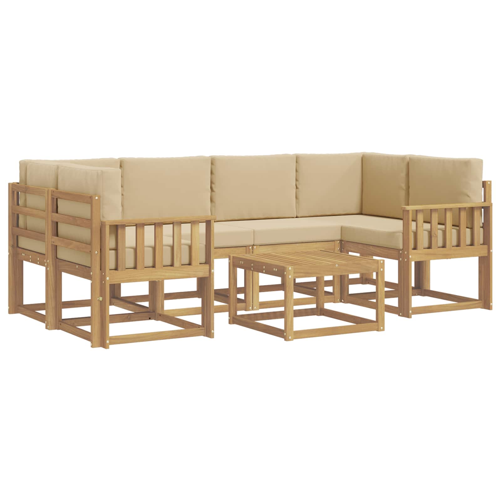Buiten bankenset met kussen 7 pcs Wit en Beige is nu te koop bij PeponiXL, paradijselijk wonen!