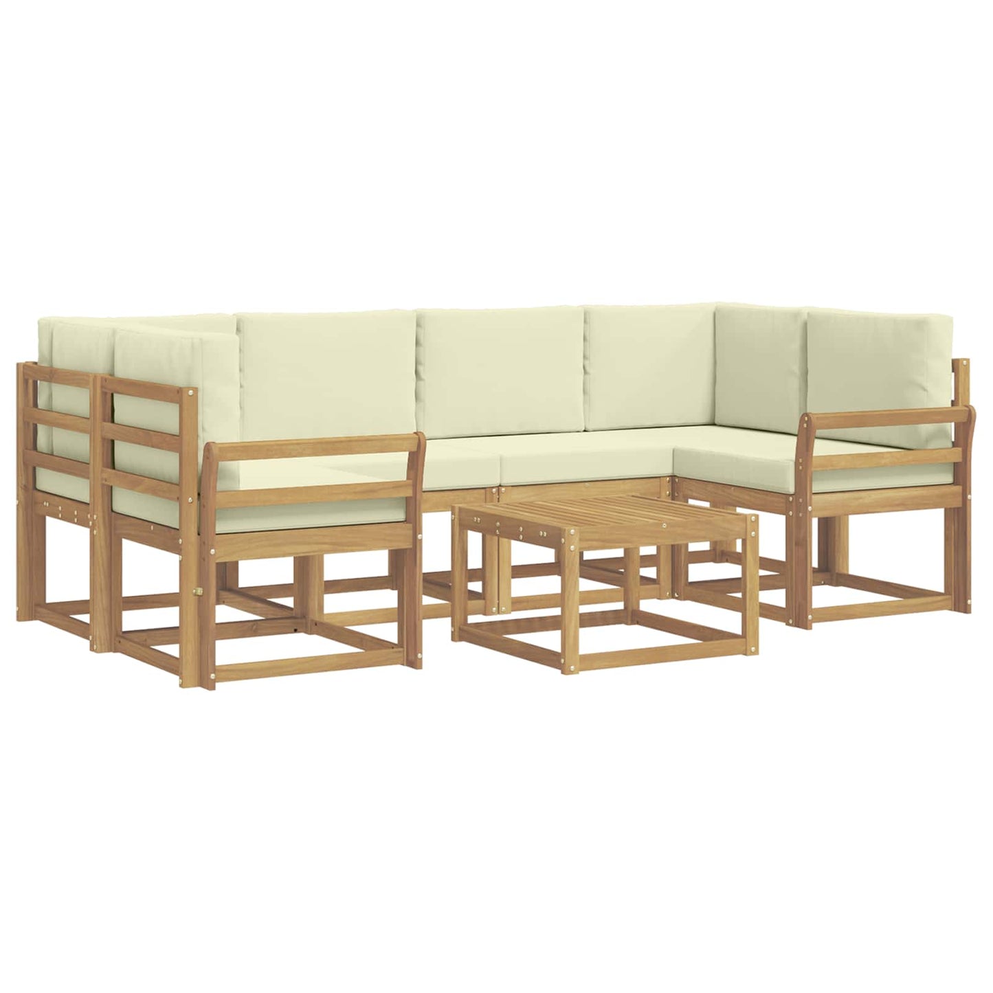 Buiten bankenset met kussen 7 pcs Wit en crèmekleurig is nu te koop bij PeponiXL, paradijselijk wonen!