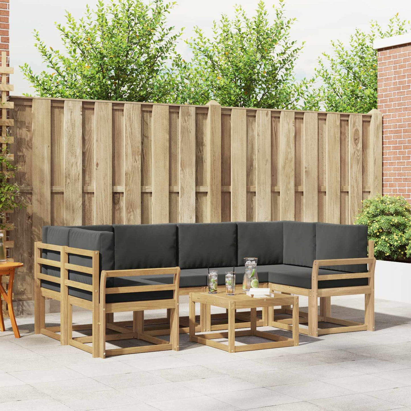 Buiten bankenset met kussen 7 pcs Wit en antracietkleurig is nu te koop bij PeponiXL, paradijselijk wonen!