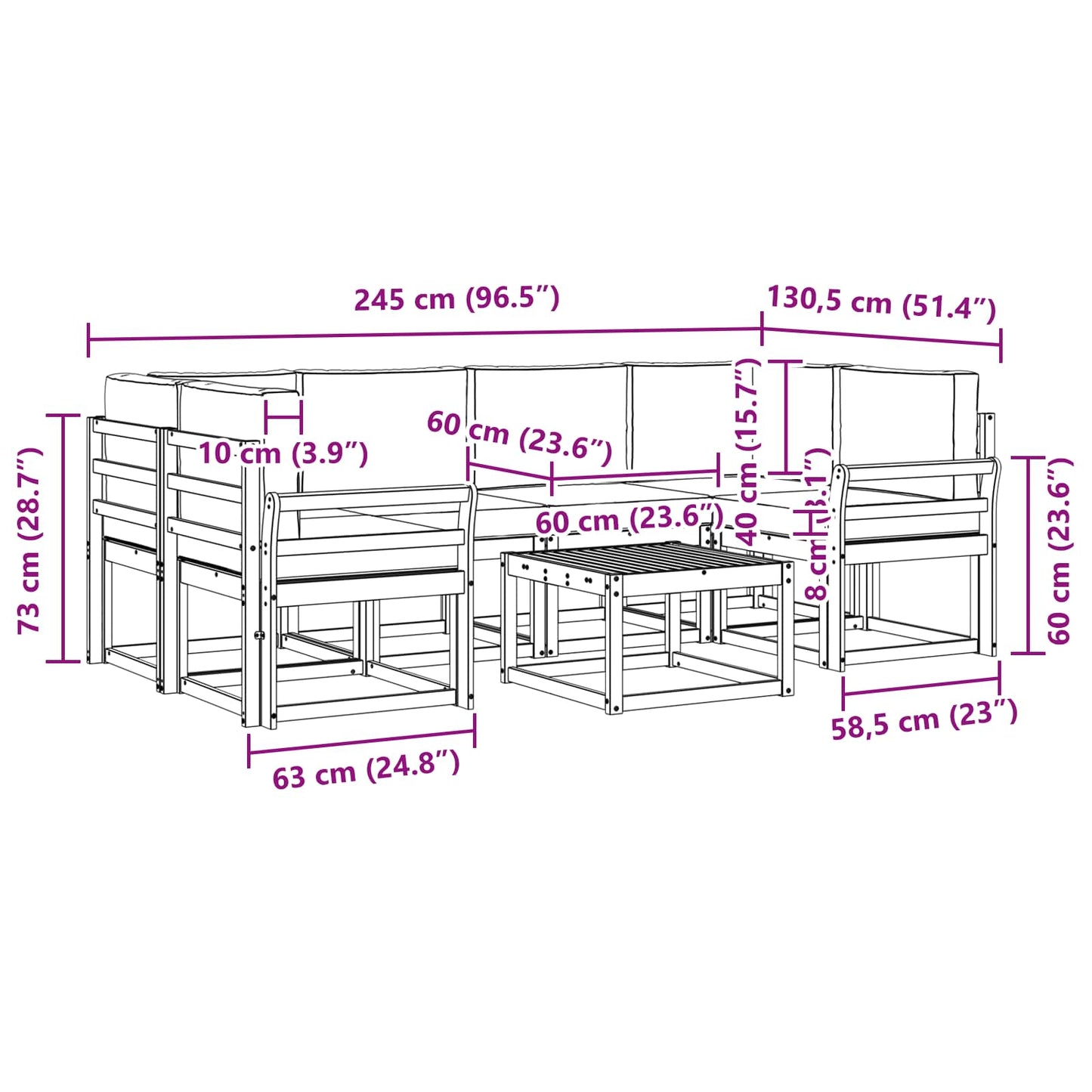 Buiten bankenset met kussen 7 pcs Wit en antracietkleurig is nu te koop bij PeponiXL, paradijselijk wonen!