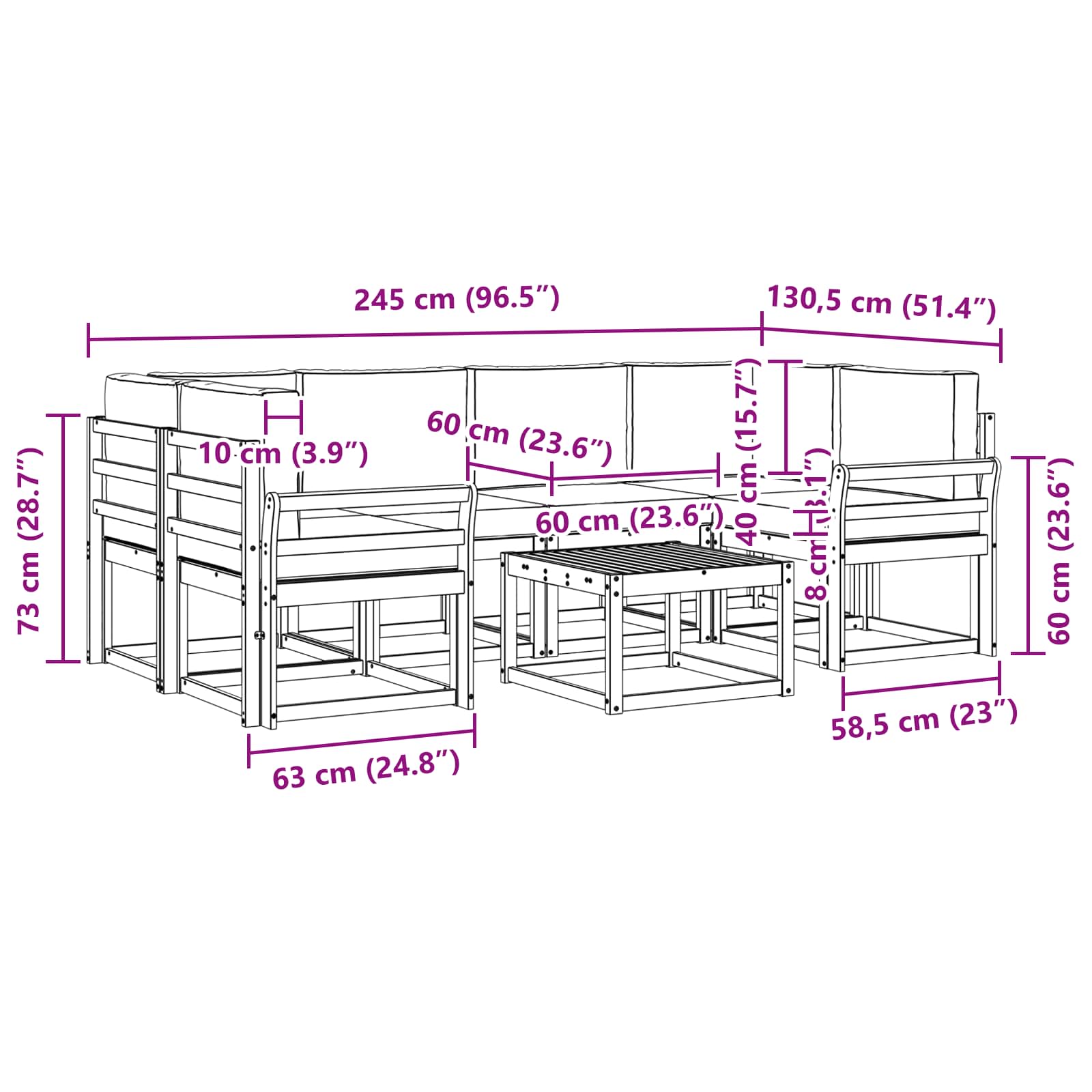 Buiten bankenset met kussen 7 pcs Wit en antracietkleurig is nu te koop bij PeponiXL, paradijselijk wonen!