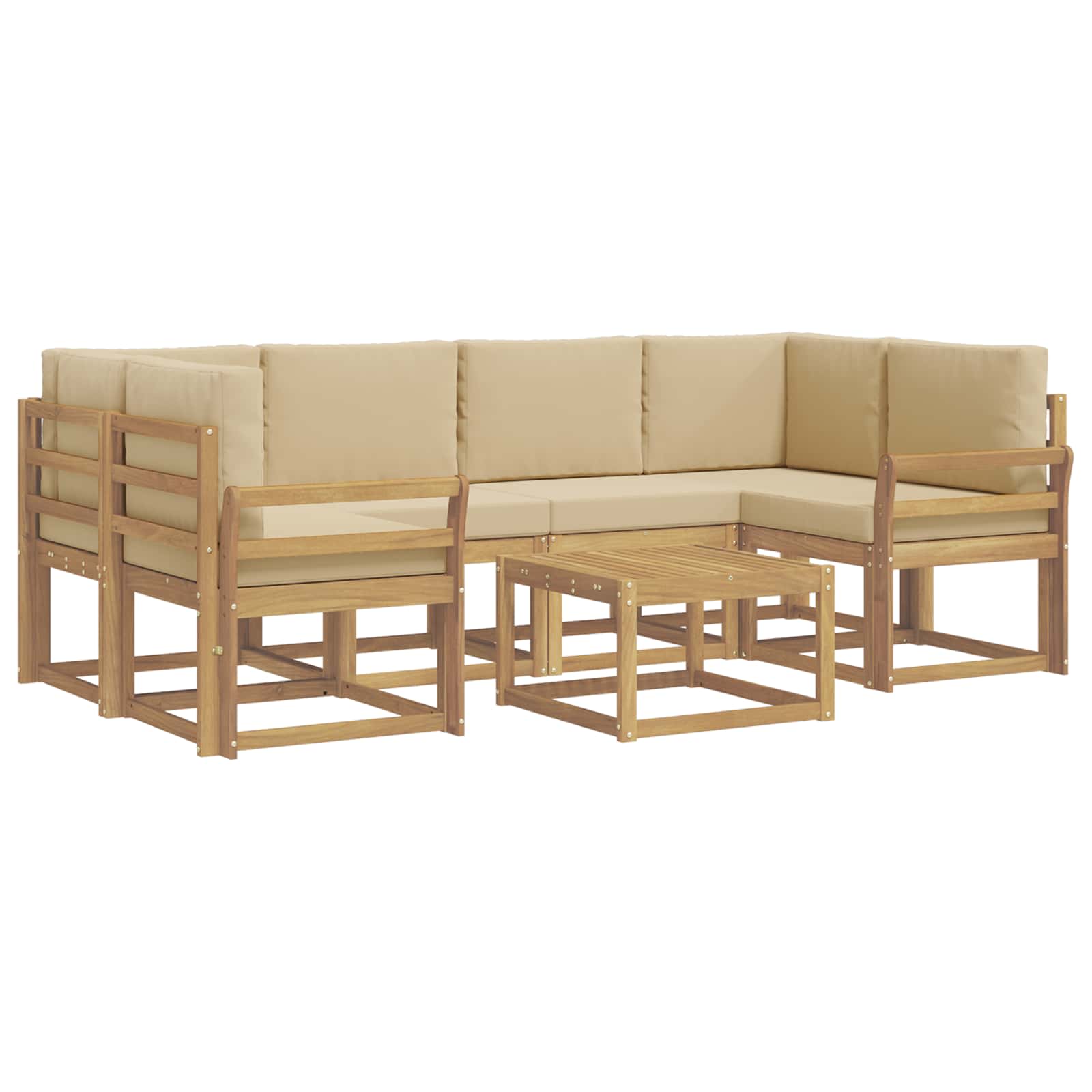 Buiten bankenset met kussen 7 pcs Wit en Beige is nu te koop bij PeponiXL, paradijselijk wonen!