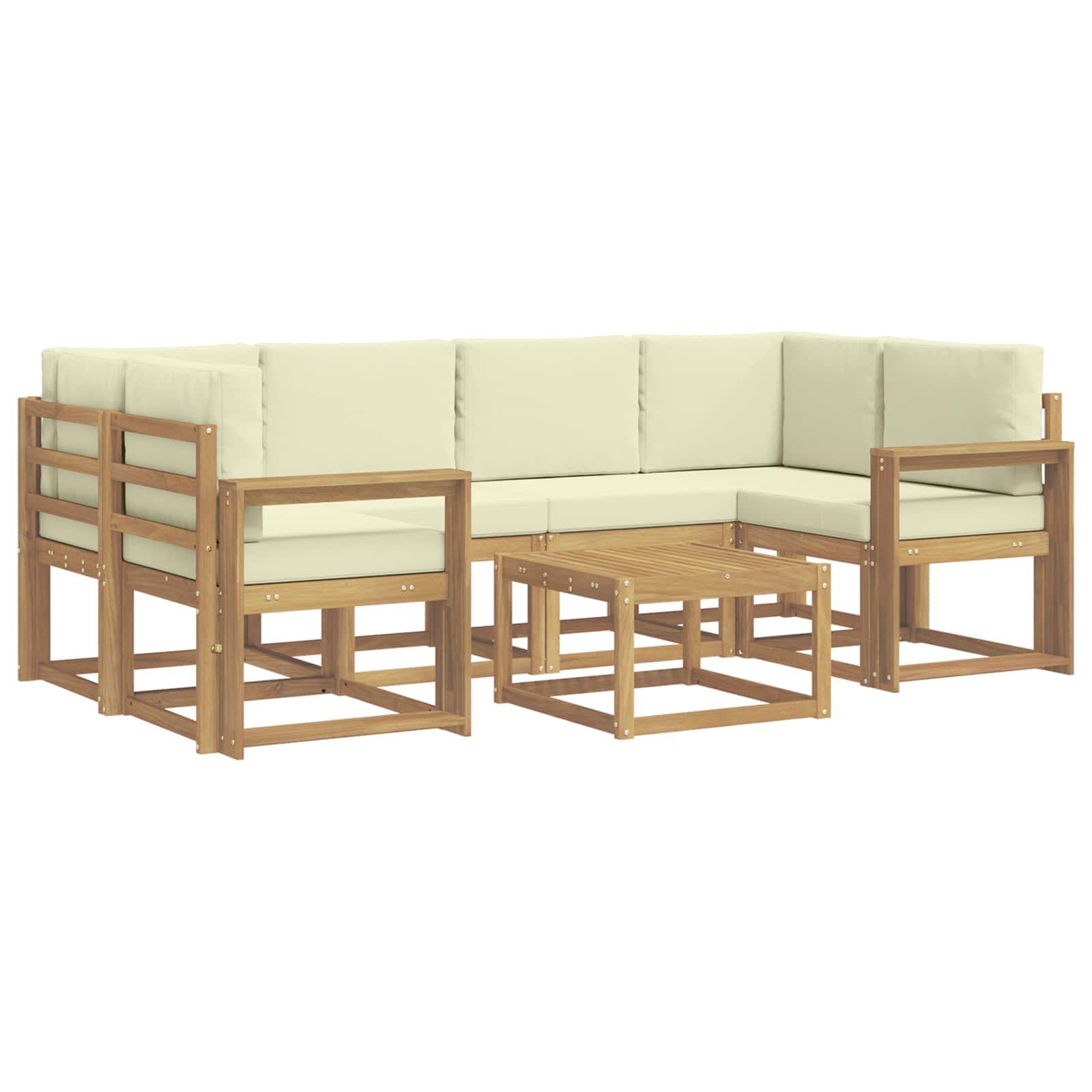 Buiten bankenset met kussen 7 pcs Wit en crèmekleurig is nu te koop bij PeponiXL, paradijselijk wonen!