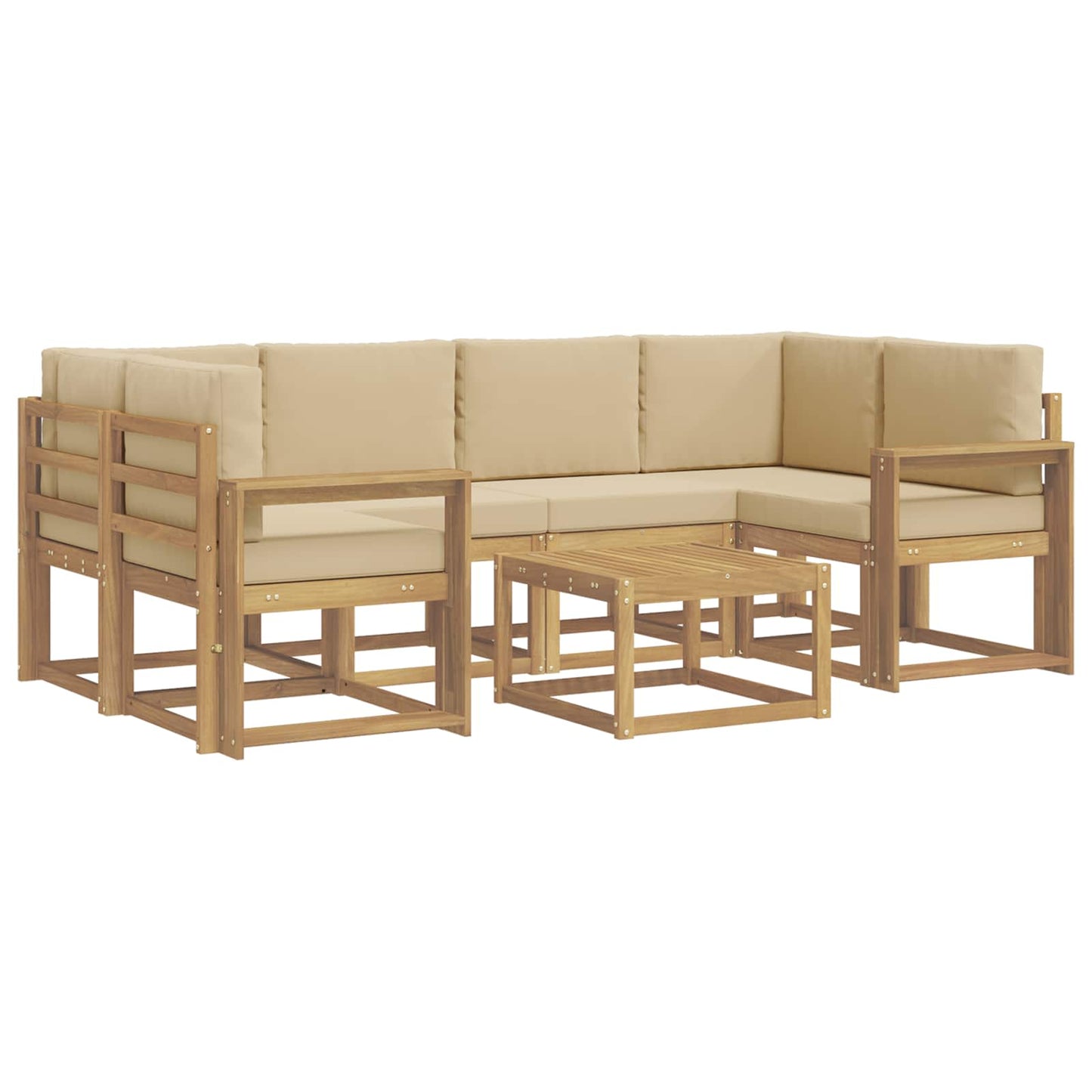 Buiten bankenset met kussen 7 pcs Wit en Beige is nu te koop bij PeponiXL, paradijselijk wonen!