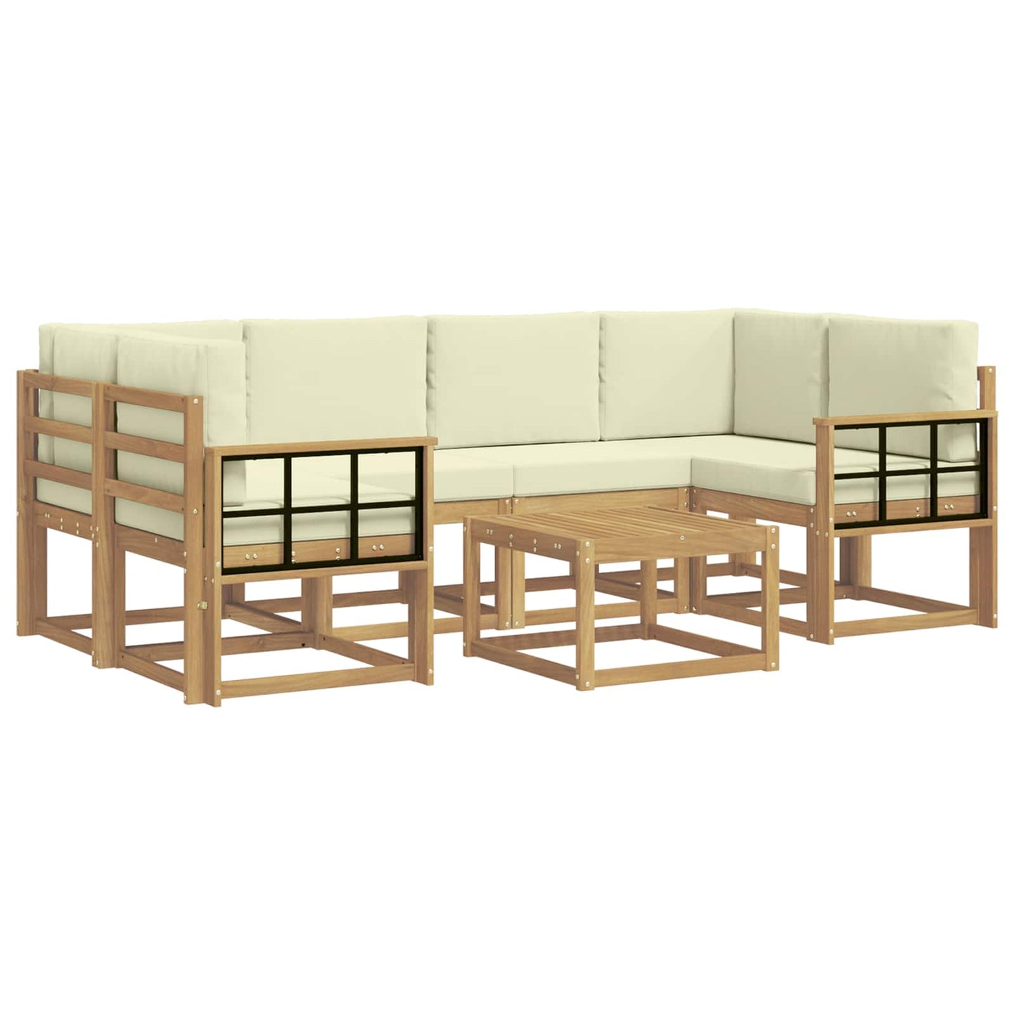Buiten bankenset met kussen 7 pcs Wit en crèmekleurig is nu te koop bij PeponiXL, paradijselijk wonen!