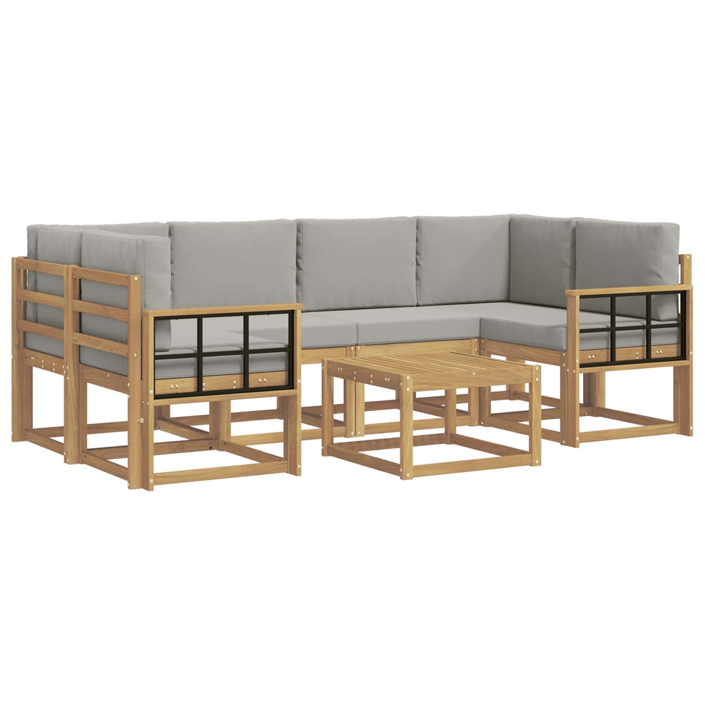 Buiten bankenset 7 pcs Wit en Lichtgrijs 59 x 59 x 37 cm