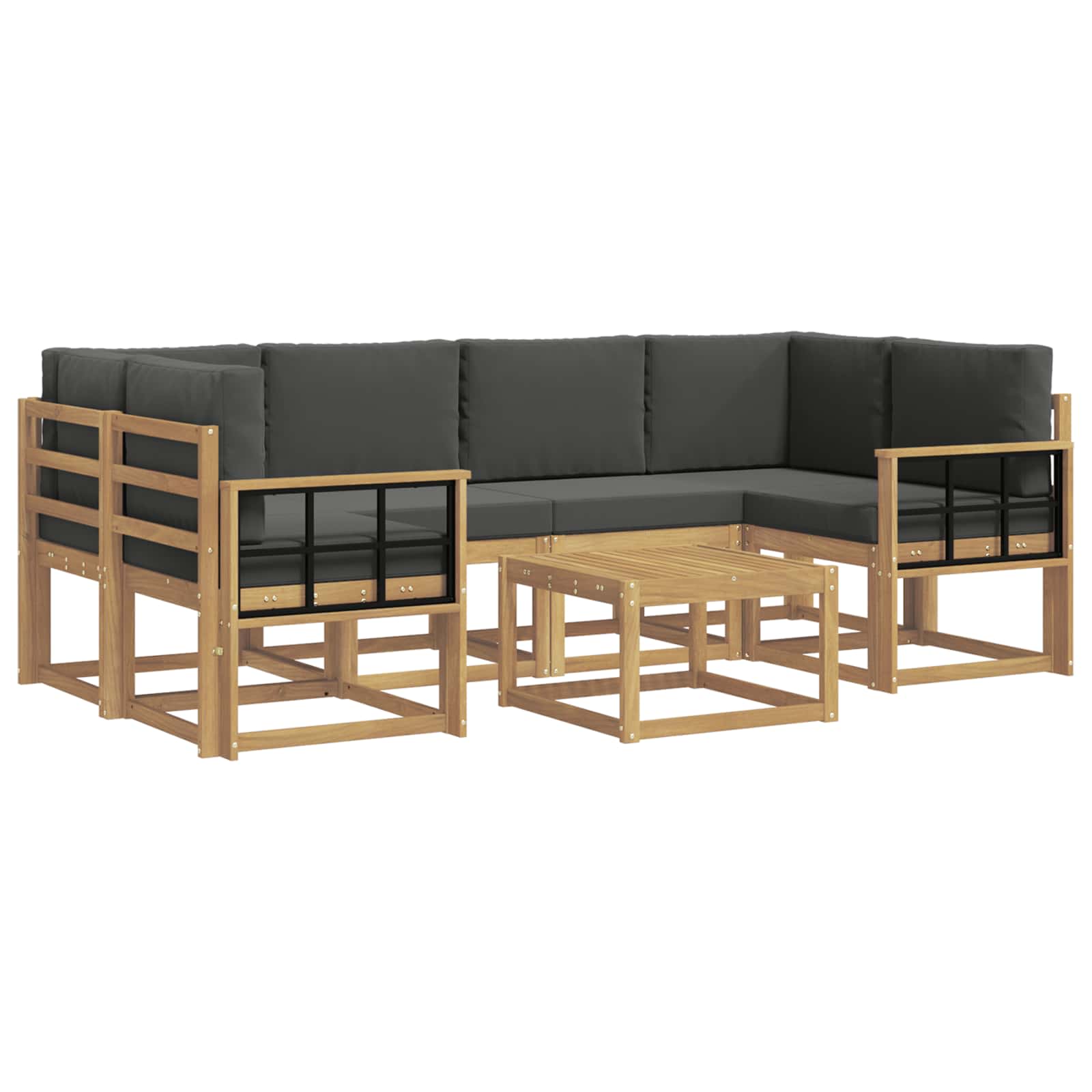 Buiten bankenset met kussen 7 pcs Wit en antracietkleurig is nu te koop bij PeponiXL, paradijselijk wonen!