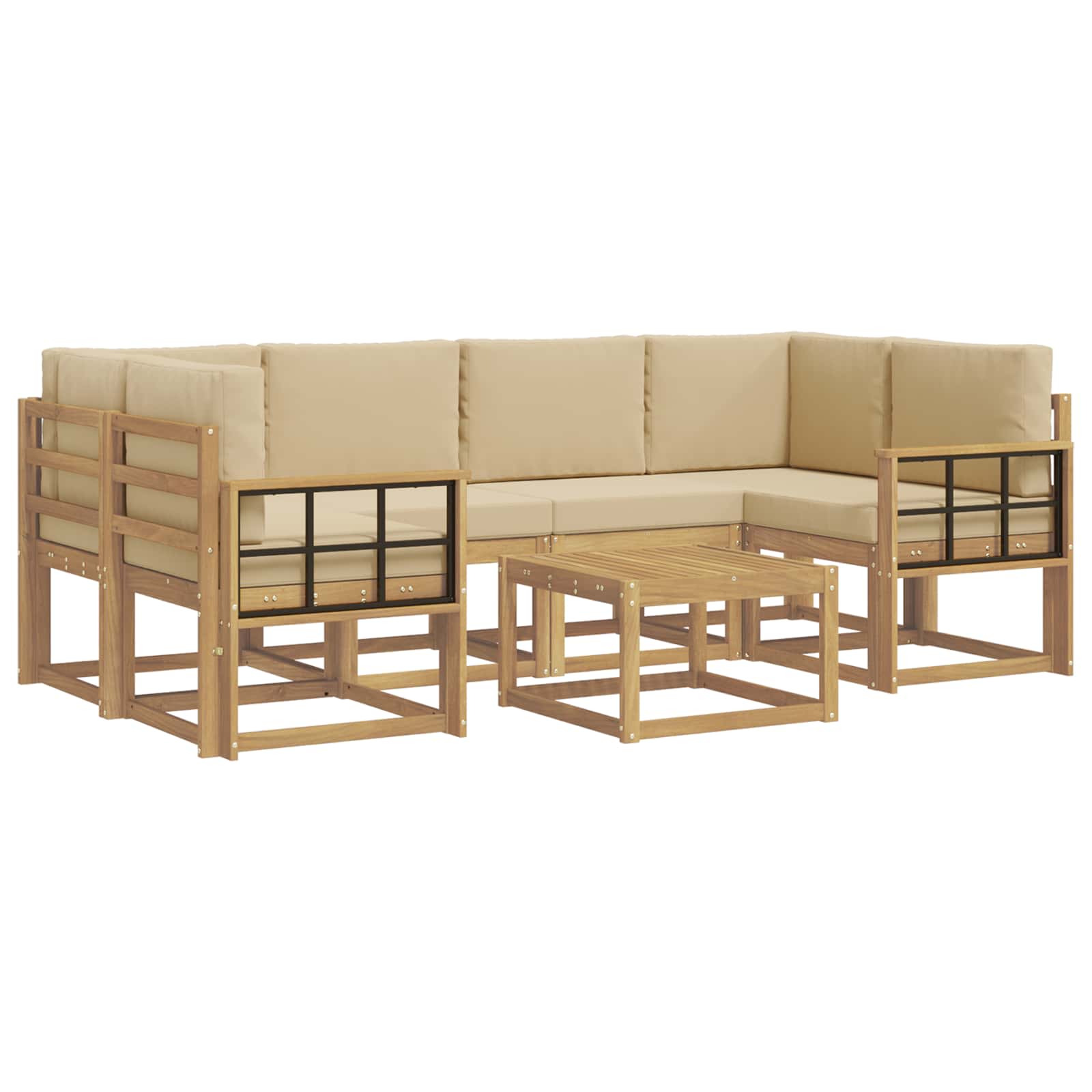 Buiten bankenset met kussen 7 pcs Wit en Beige is nu te koop bij PeponiXL, paradijselijk wonen!