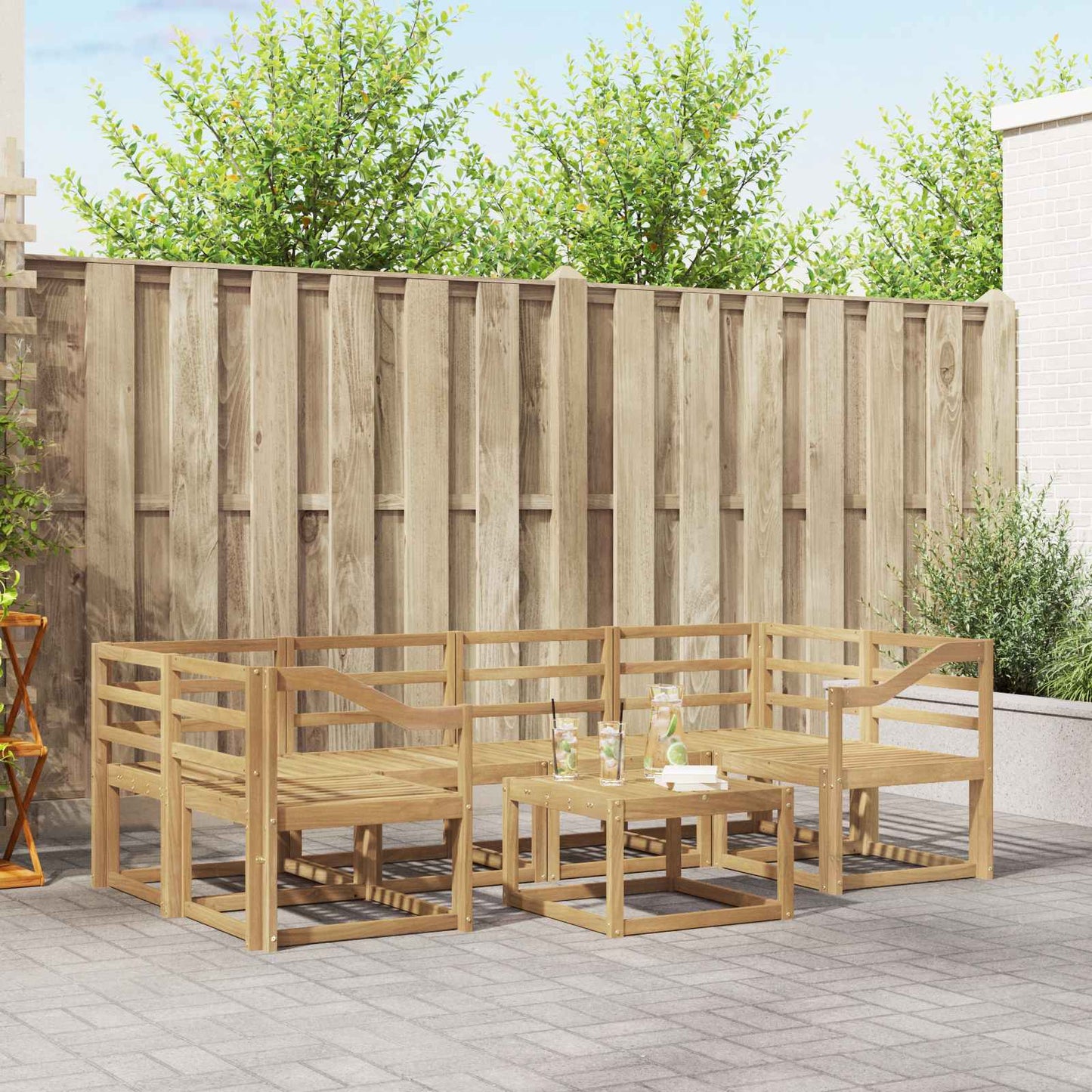 Buiten bankenset 7 pcs Wit 59 x 59 x 37 cm Massief Acaciahout
