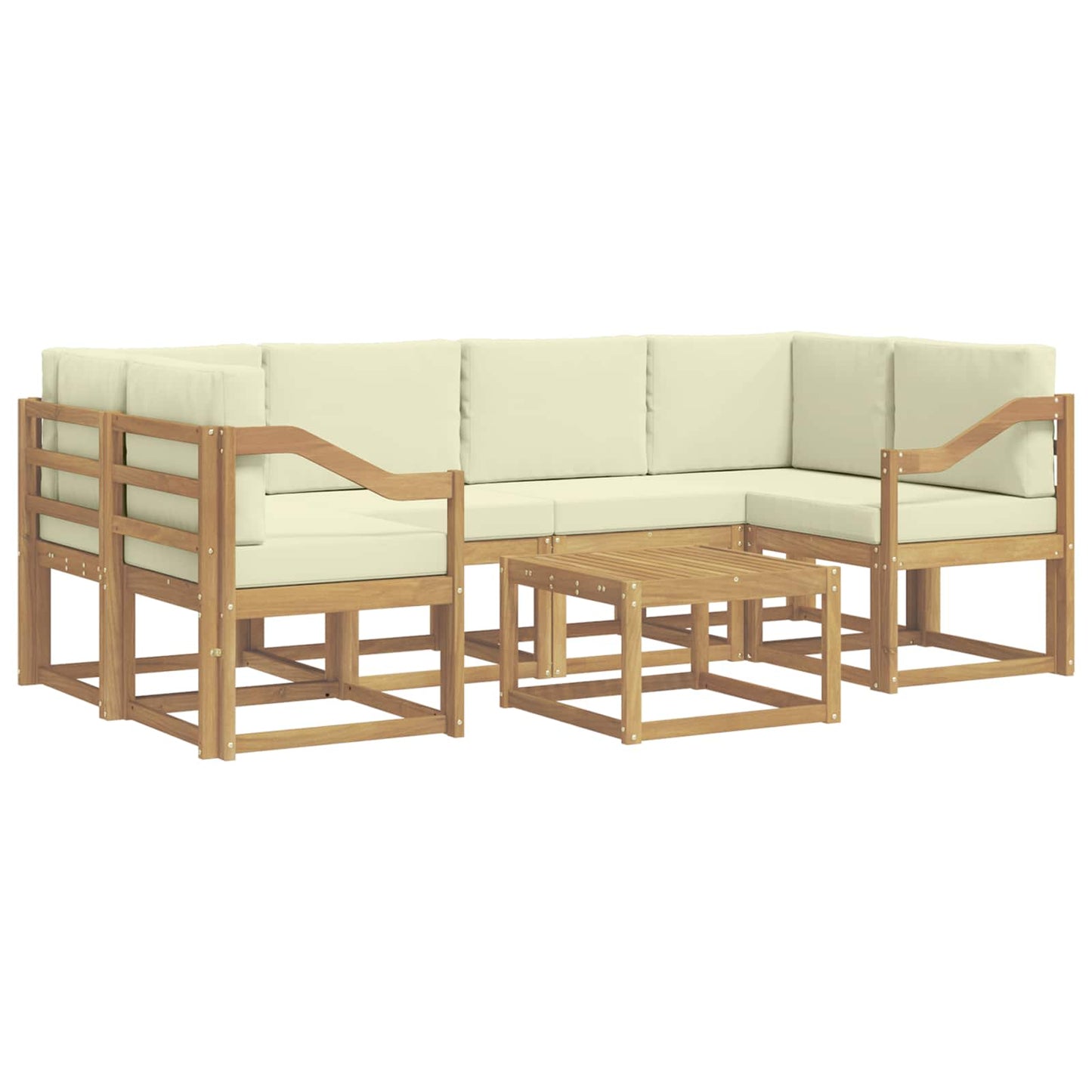Buiten bankenset met kussen 7 pcs Wit en crèmekleurig is nu te koop bij PeponiXL, paradijselijk wonen!