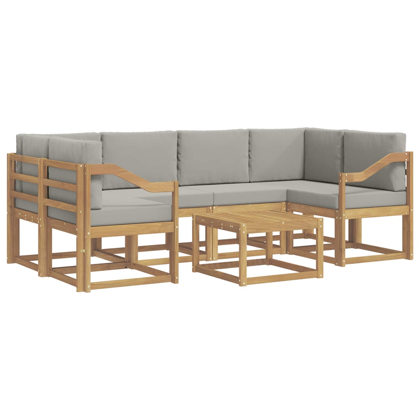 Buiten bankenset 7 pcs Wit en Lichtgrijs 59 x 59 x 37 cm