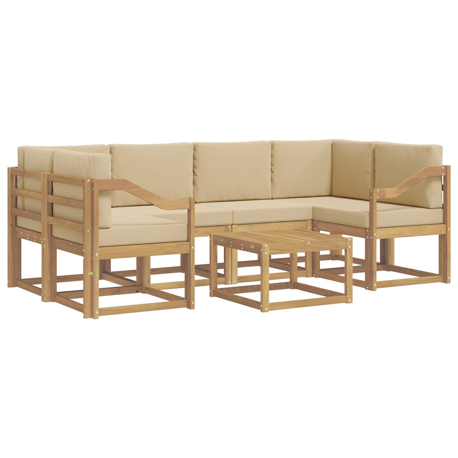 Buiten bankenset met kussen 7 pcs Wit en Beige is nu te koop bij PeponiXL, paradijselijk wonen!