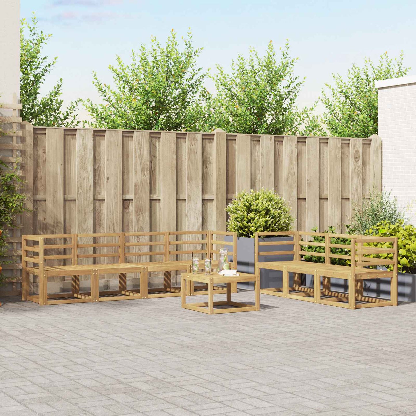 Buiten bankenset 8 pcs Wit 59 x 59 x 37 cm Massief Acaciahout