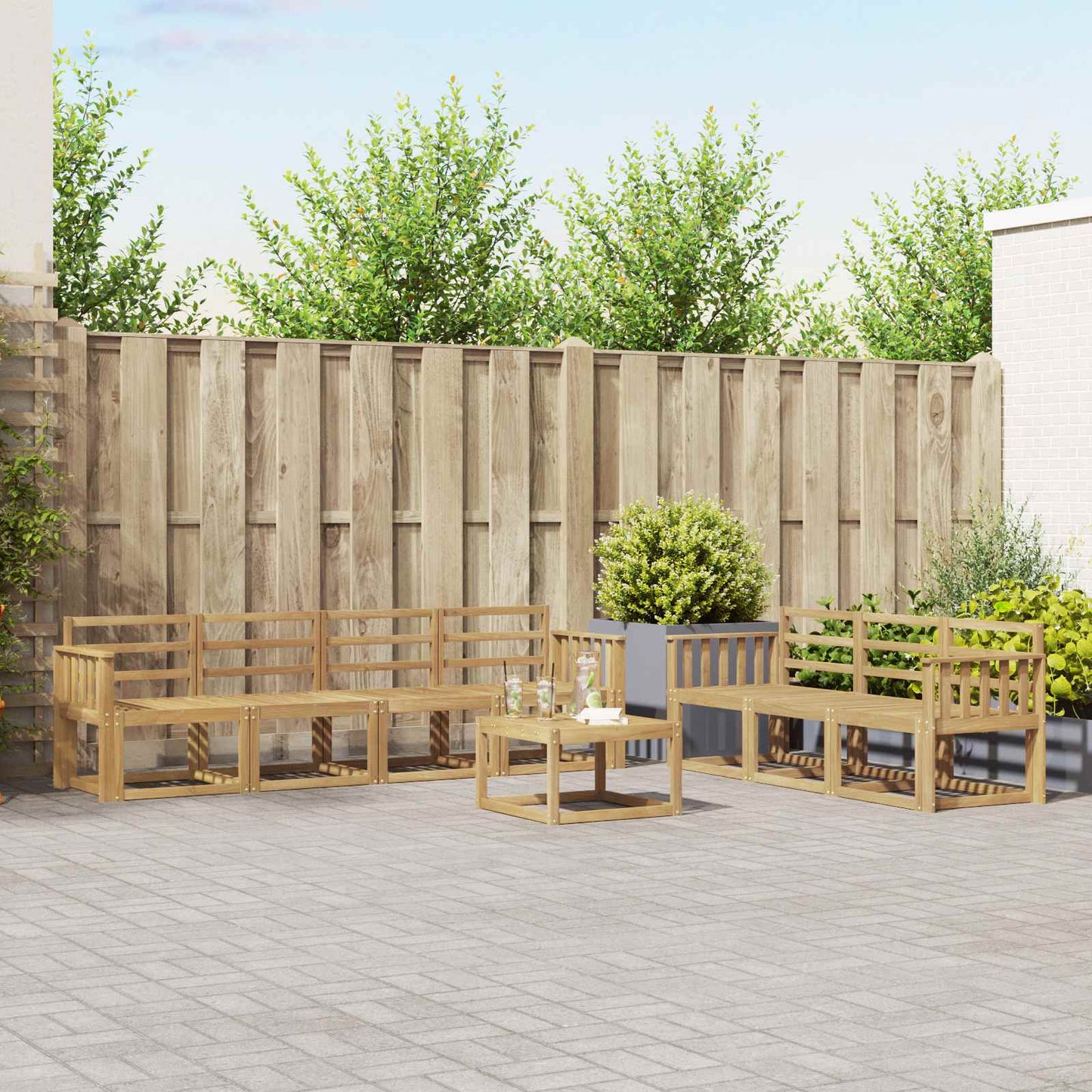 Buiten bankenset 8 pcs Wit 59 x 59 x 37 cm Massief Acaciahout