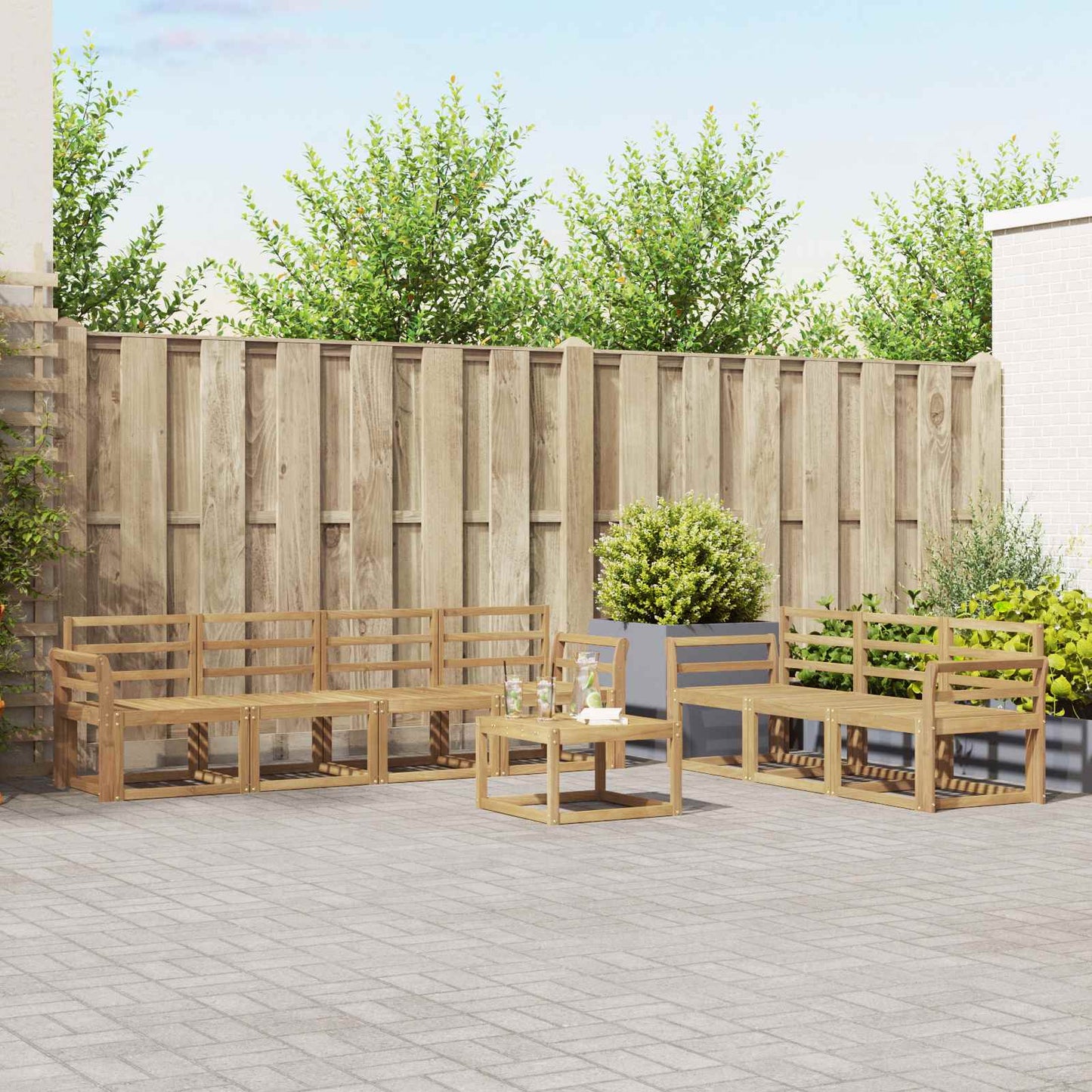 Buiten bankenset 8 pcs Wit 59 x 59 x 37 cm Massief Acaciahout