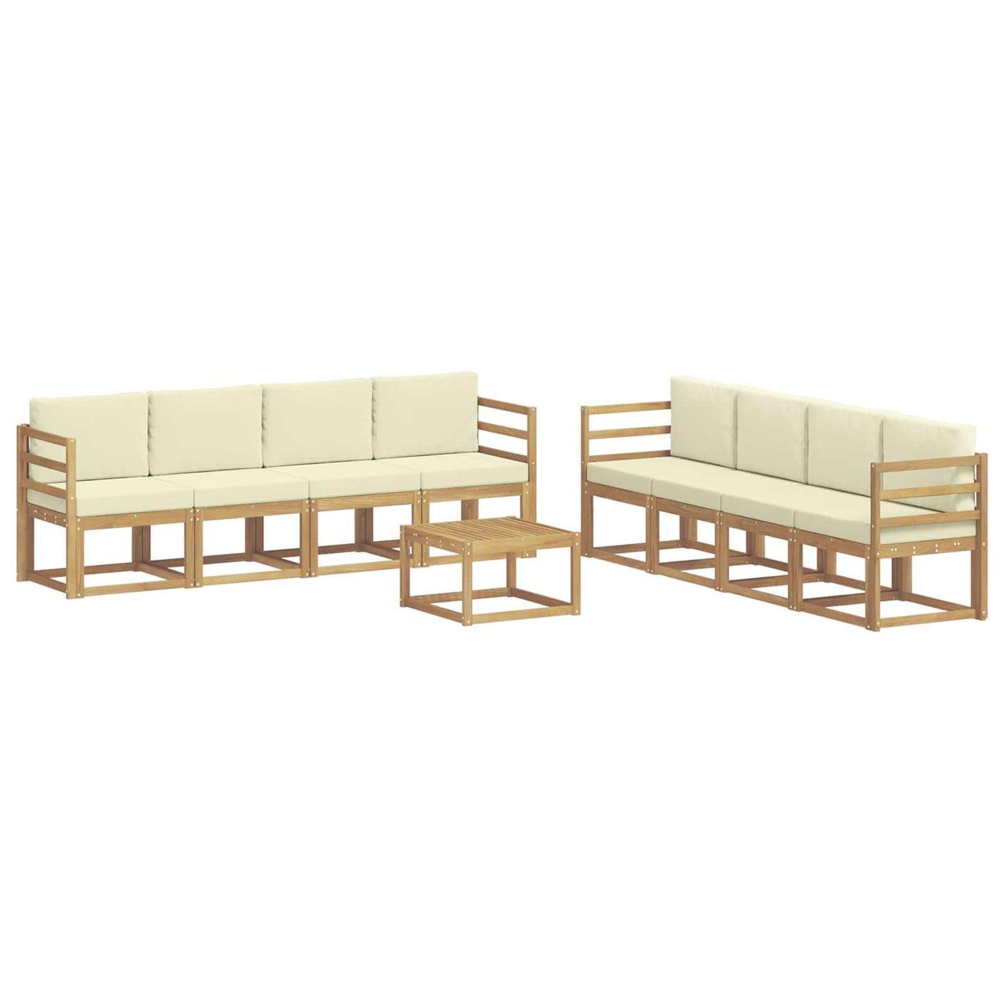 Buiten bankenset met kussen 9 pcs Wit en crèmekleurig is nu te koop bij PeponiXL, paradijselijk wonen!
