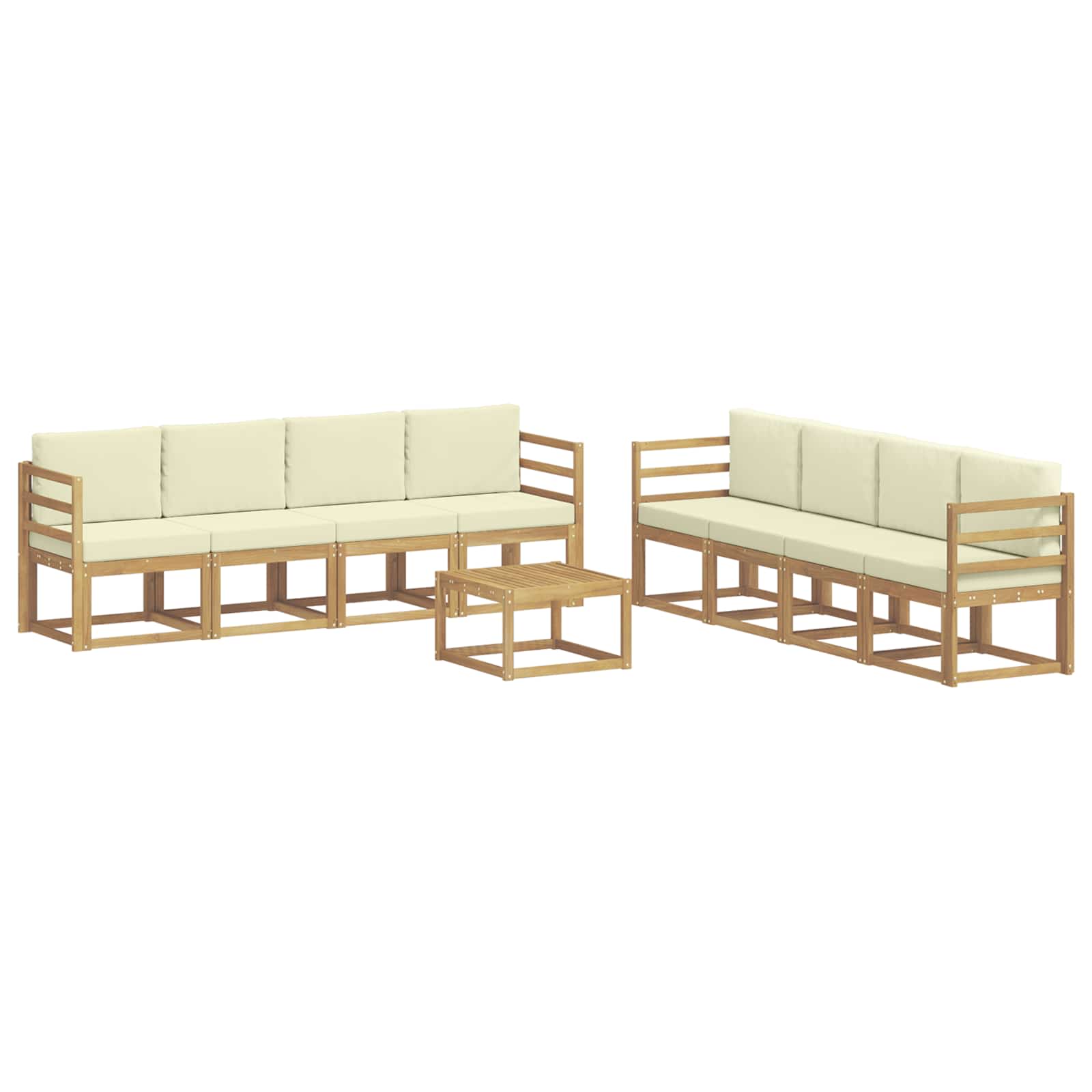 Buiten bankenset met kussen 9 pcs Wit en crèmekleurig is nu te koop bij PeponiXL, paradijselijk wonen!