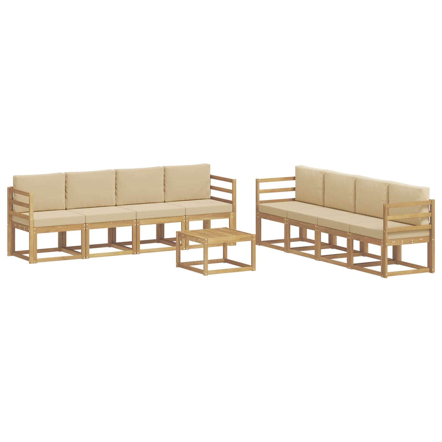 Buiten bankenset met kussen 9 pcs Wit en Beige is nu te koop bij PeponiXL, paradijselijk wonen!