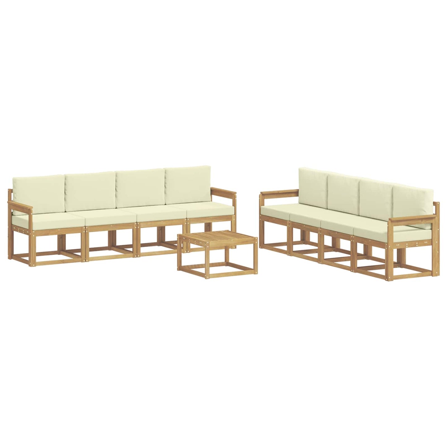 Buiten bankenset met kussen 9 pcs Wit en crèmekleurig is nu te koop bij PeponiXL, paradijselijk wonen!