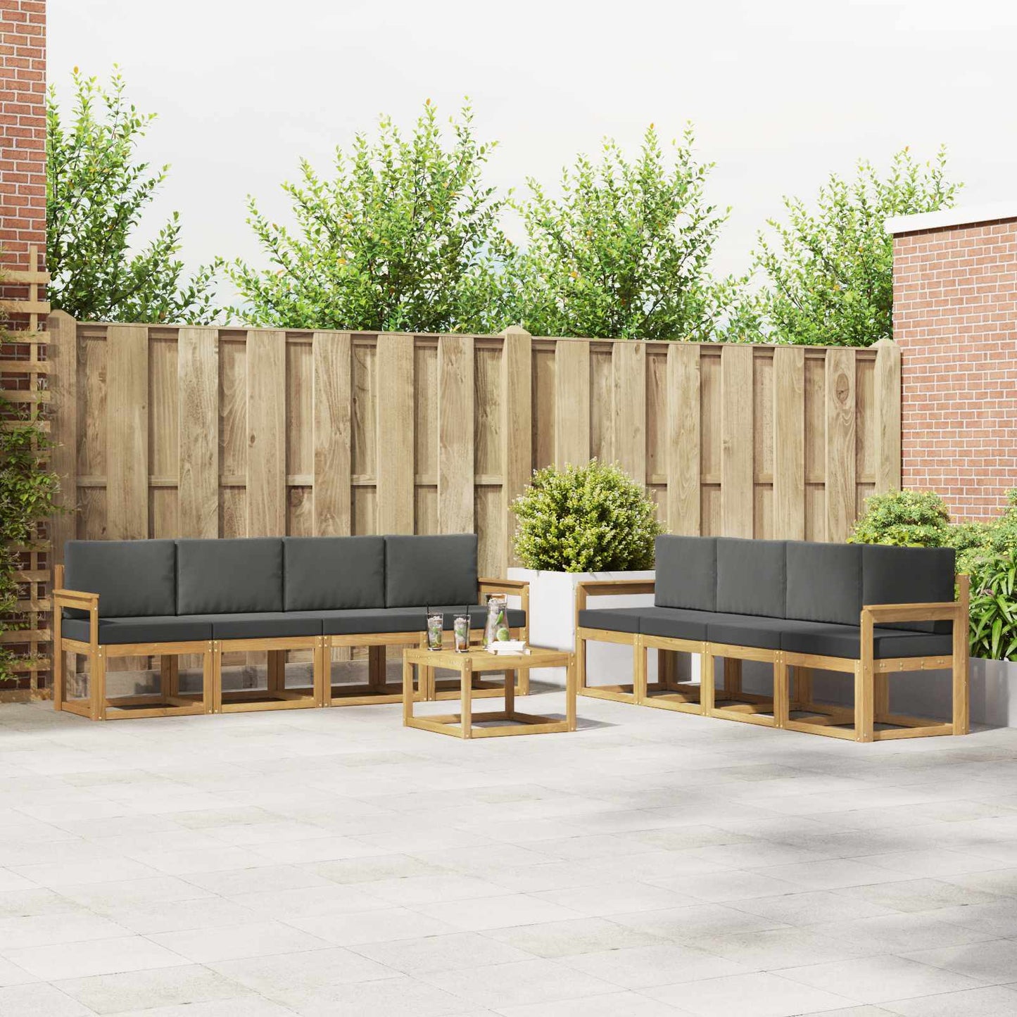 Buiten bankenset met kussen 9 pcs Wit en antracietkleurig is nu te koop bij PeponiXL, paradijselijk wonen!