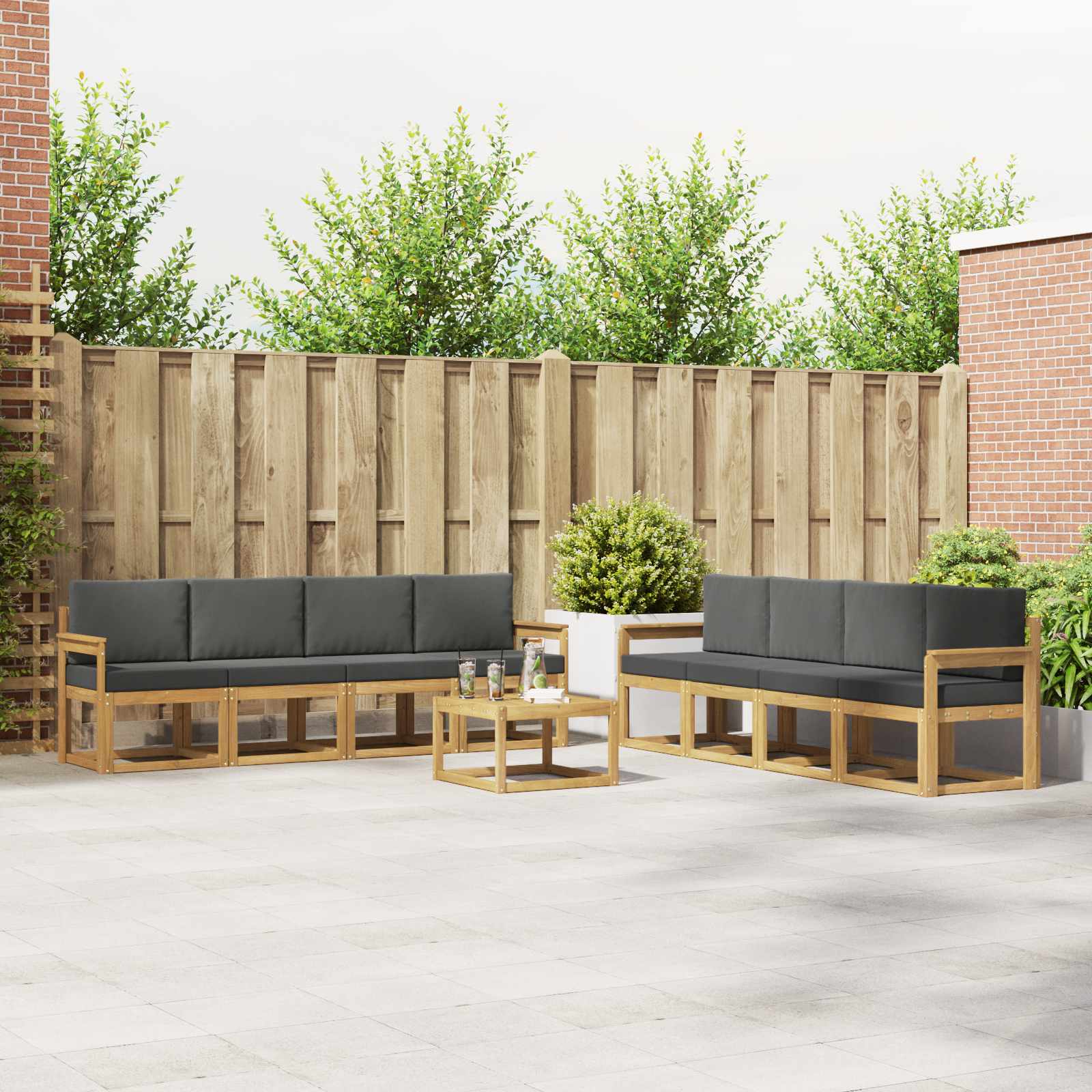 Buiten bankenset met kussen 9 pcs Wit en antracietkleurig is nu te koop bij PeponiXL, paradijselijk wonen!