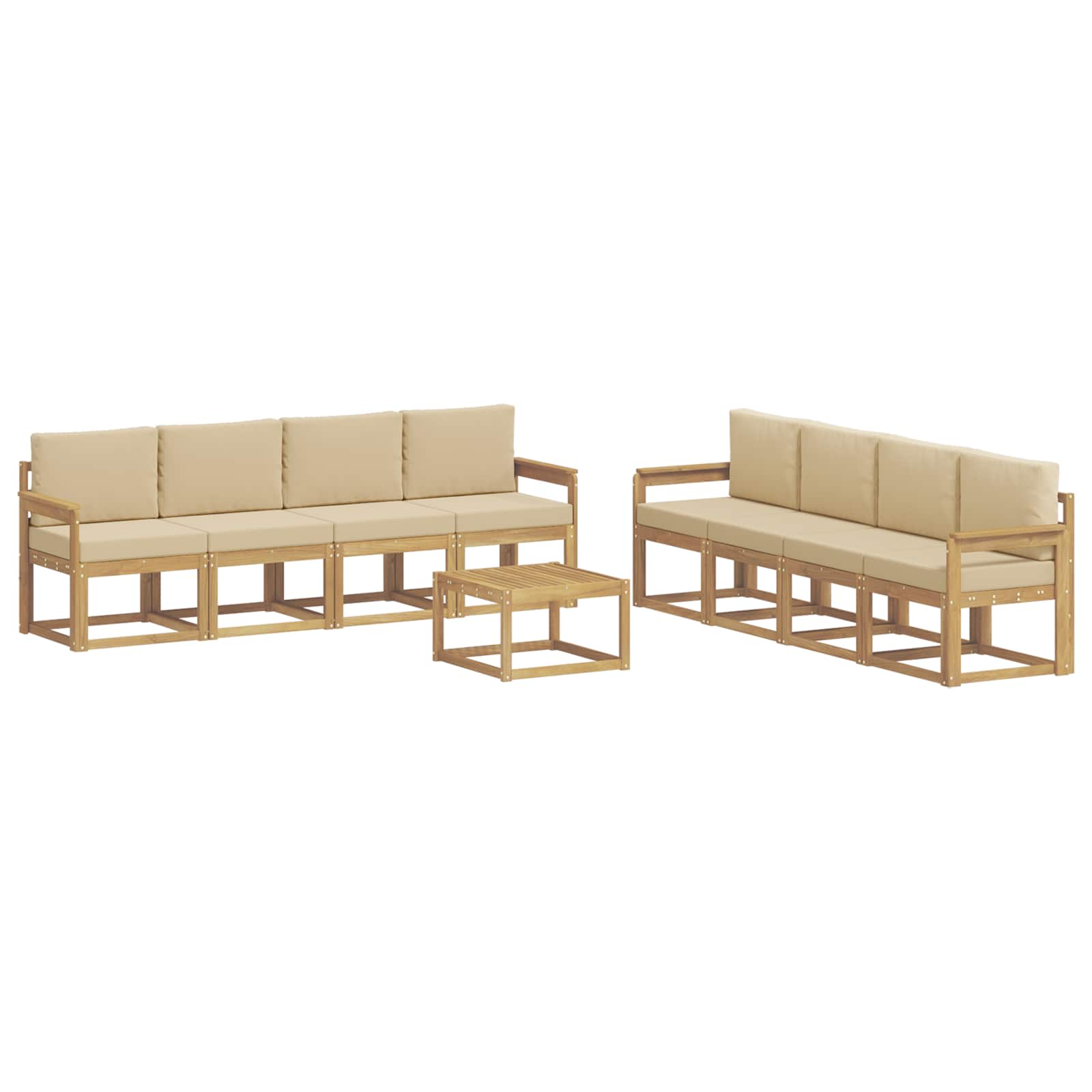 Buiten bankenset met kussen 9 pcs Wit en Beige is nu te koop bij PeponiXL, paradijselijk wonen!