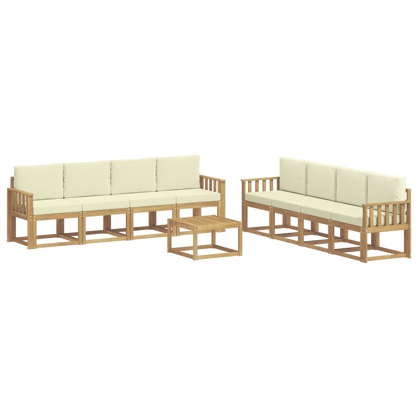 Buiten bankenset met kussen 9 pcs Wit en crèmekleurig is nu te koop bij PeponiXL, paradijselijk wonen!