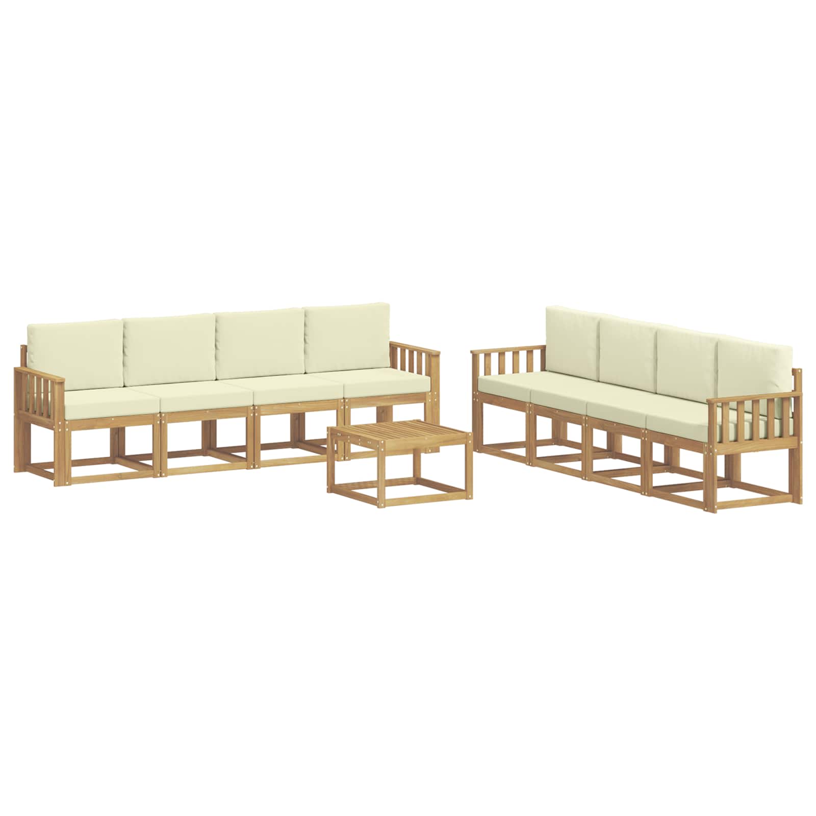 Buiten bankenset met kussen 9 pcs Wit en crèmekleurig is nu te koop bij PeponiXL, paradijselijk wonen!