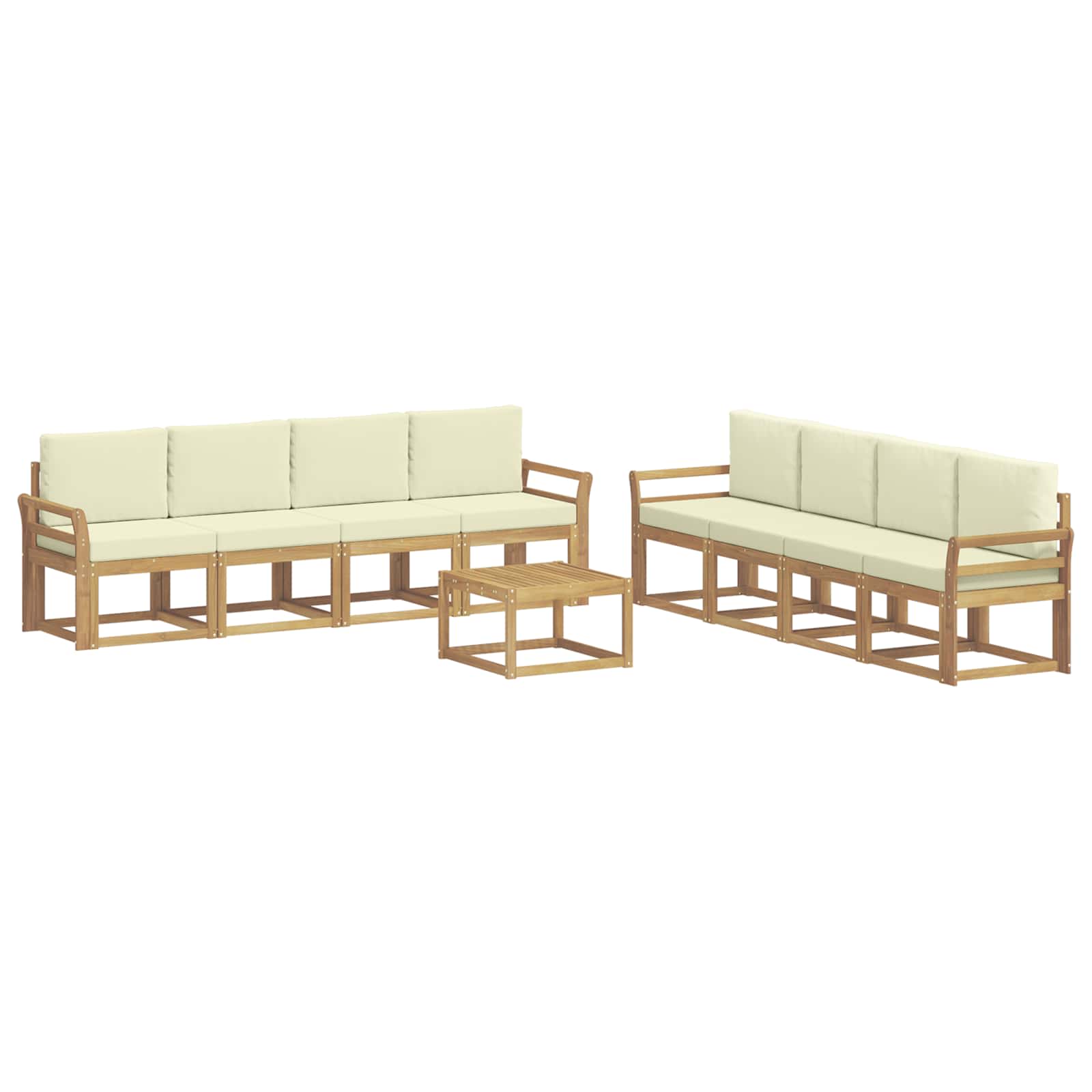 Buiten bankenset met kussen 9 pcs Wit en crèmekleurig is nu te koop bij PeponiXL, paradijselijk wonen!