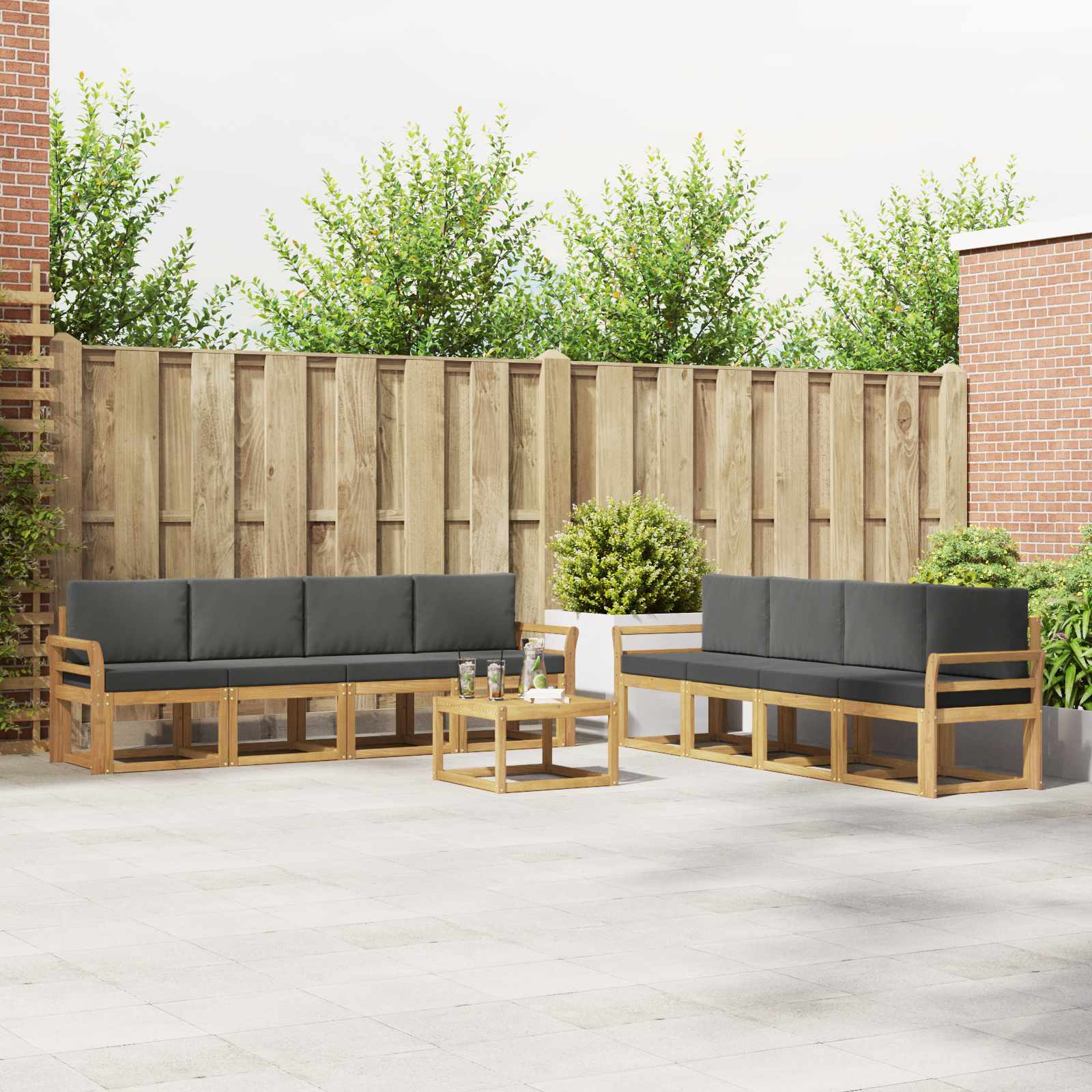 Buiten bankenset met kussen 9 pcs Wit en antracietkleurig is nu te koop bij PeponiXL, paradijselijk wonen!