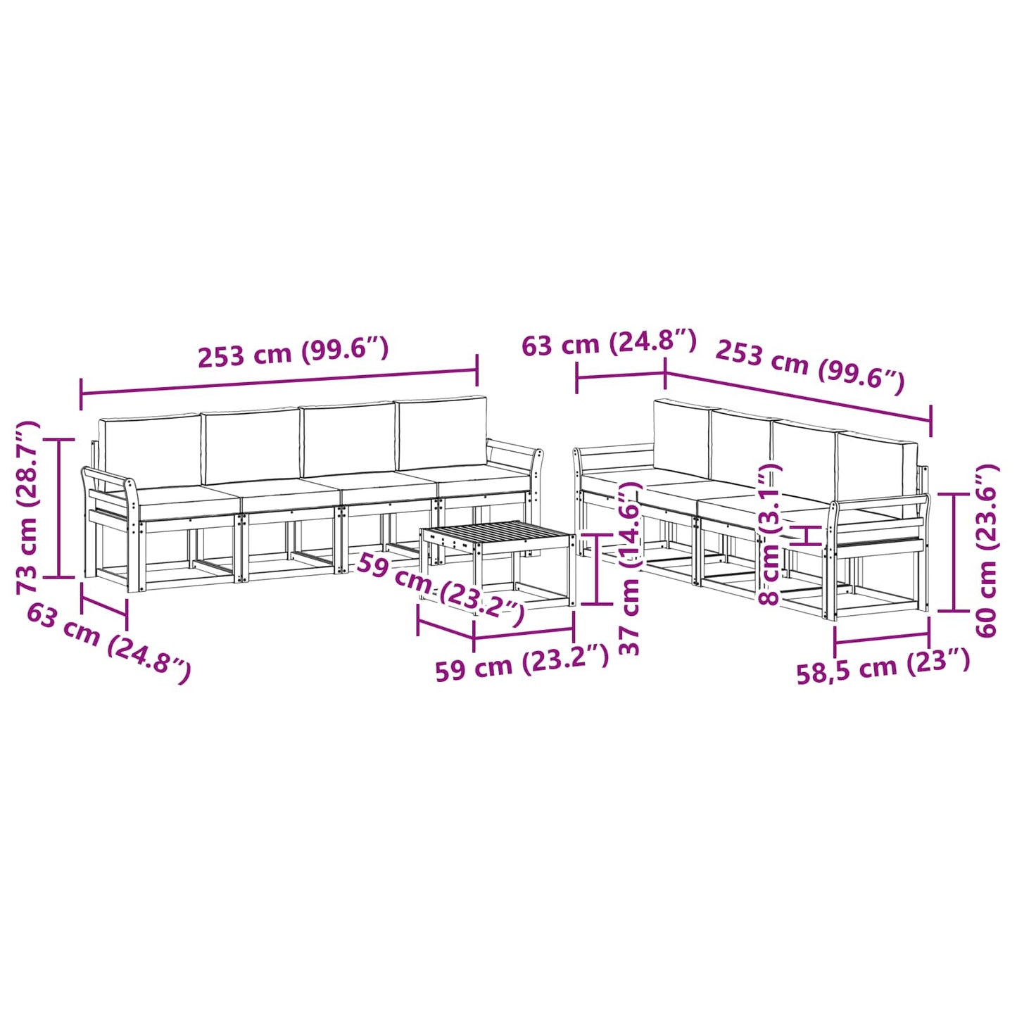 Buiten bankenset met kussen 9 pcs Wit en antracietkleurig is nu te koop bij PeponiXL, paradijselijk wonen!