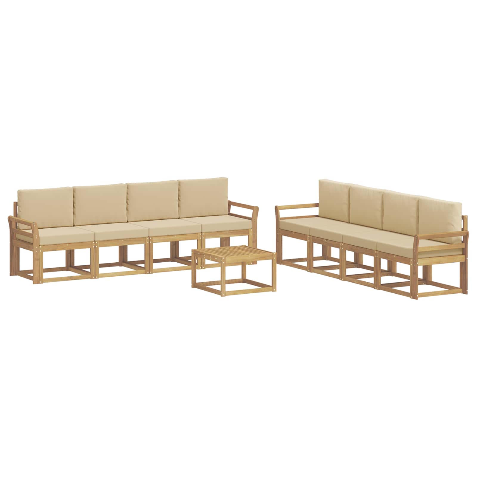Buiten bankenset met kussen 9 pcs Wit en Beige is nu te koop bij PeponiXL, paradijselijk wonen!