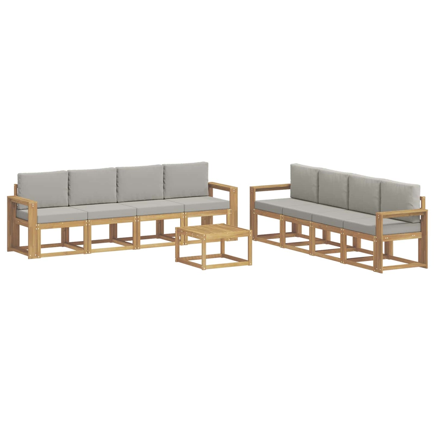 Buiten bankenset 9 pcs Wit en Lichtgrijs 59 x 59 x 37 cm
