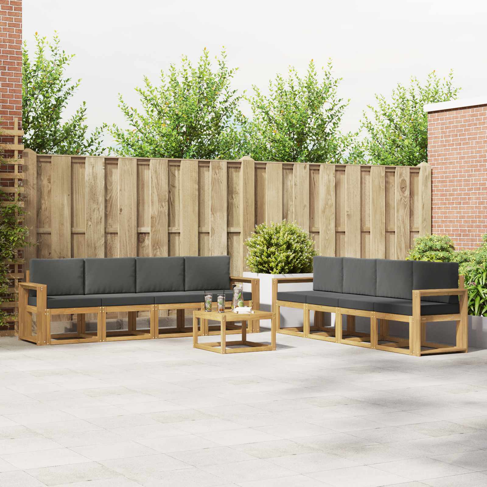 Buiten bankenset met kussen 9 pcs Wit en antracietkleurig is nu te koop bij PeponiXL, paradijselijk wonen!